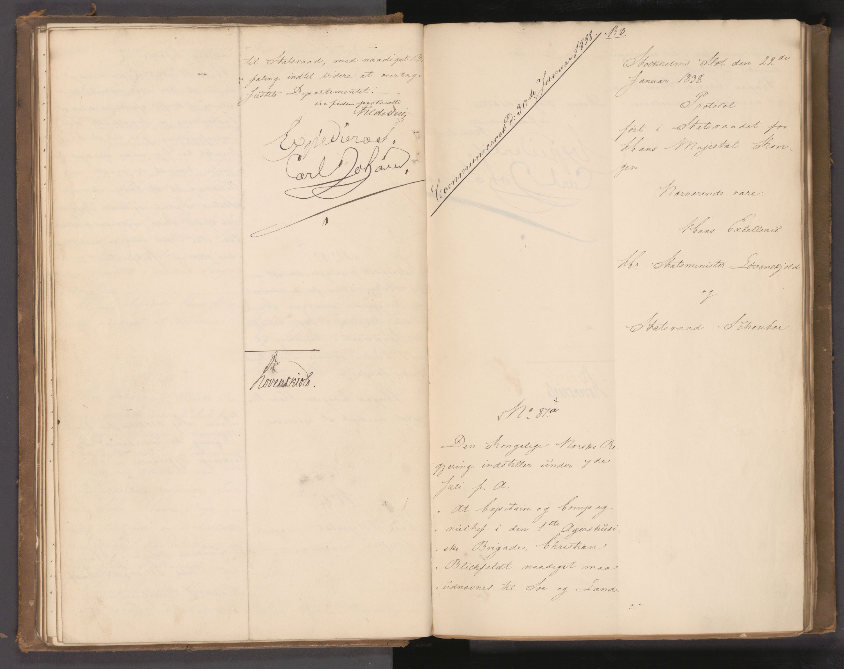 Statsrådssekretariatet, AV/RA-S-1001/A/Ab/L0046: Kgl. res. nr. 1-540, 1. halvår, 1838