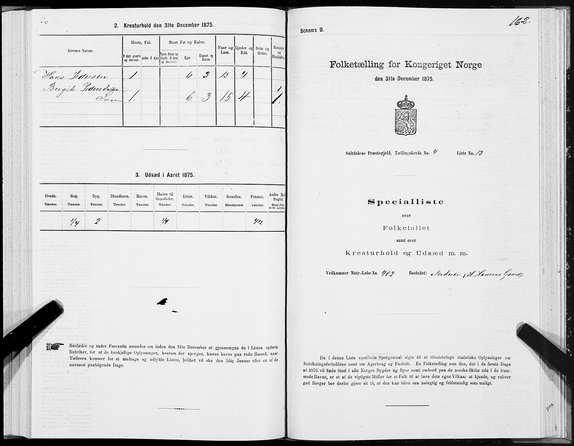 SAT, Folketelling 1875 for 1840P Saltdal prestegjeld, 1875, s. 2162
