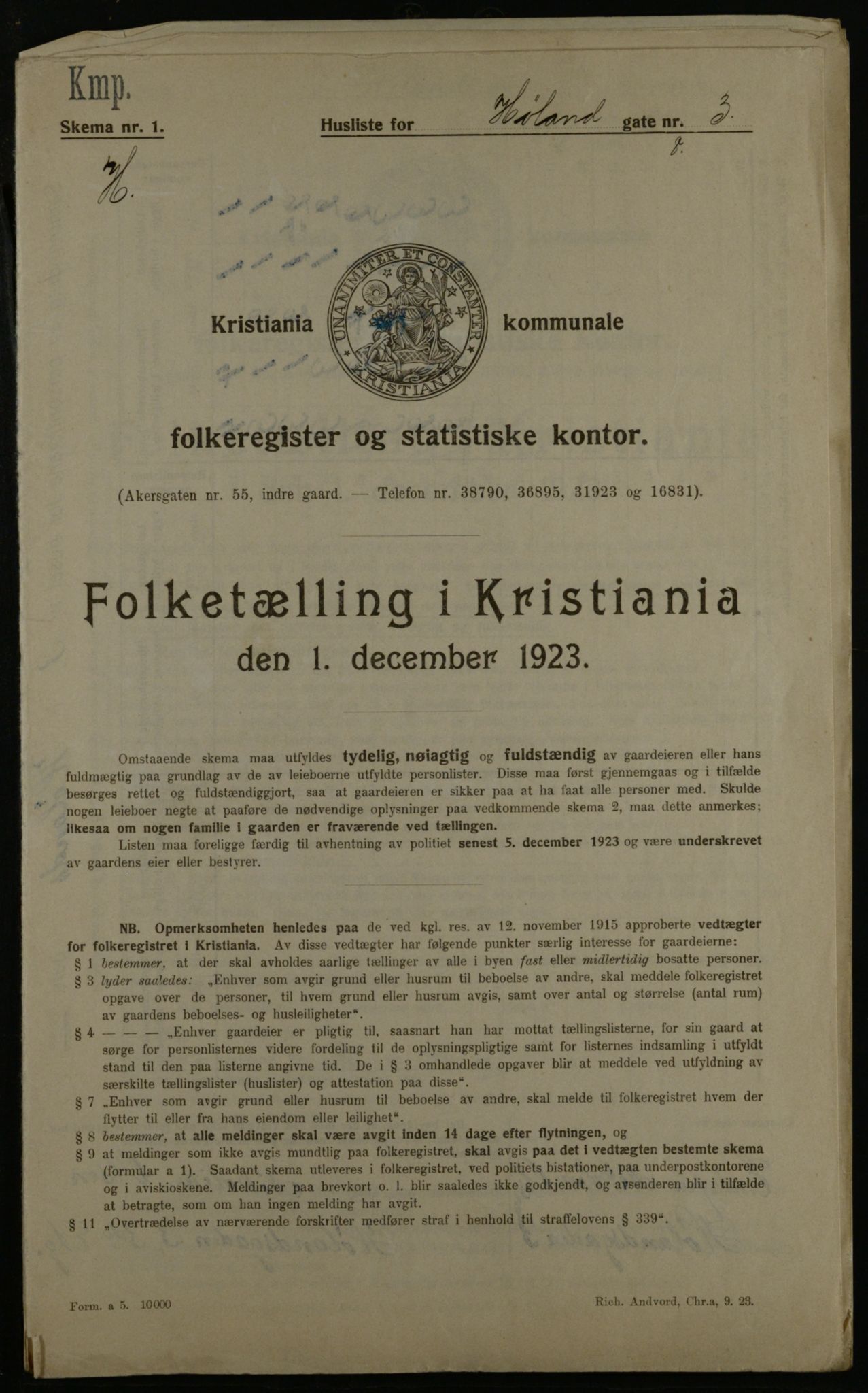 OBA, Kommunal folketelling 1.12.1923 for Kristiania, 1923, s. 47144