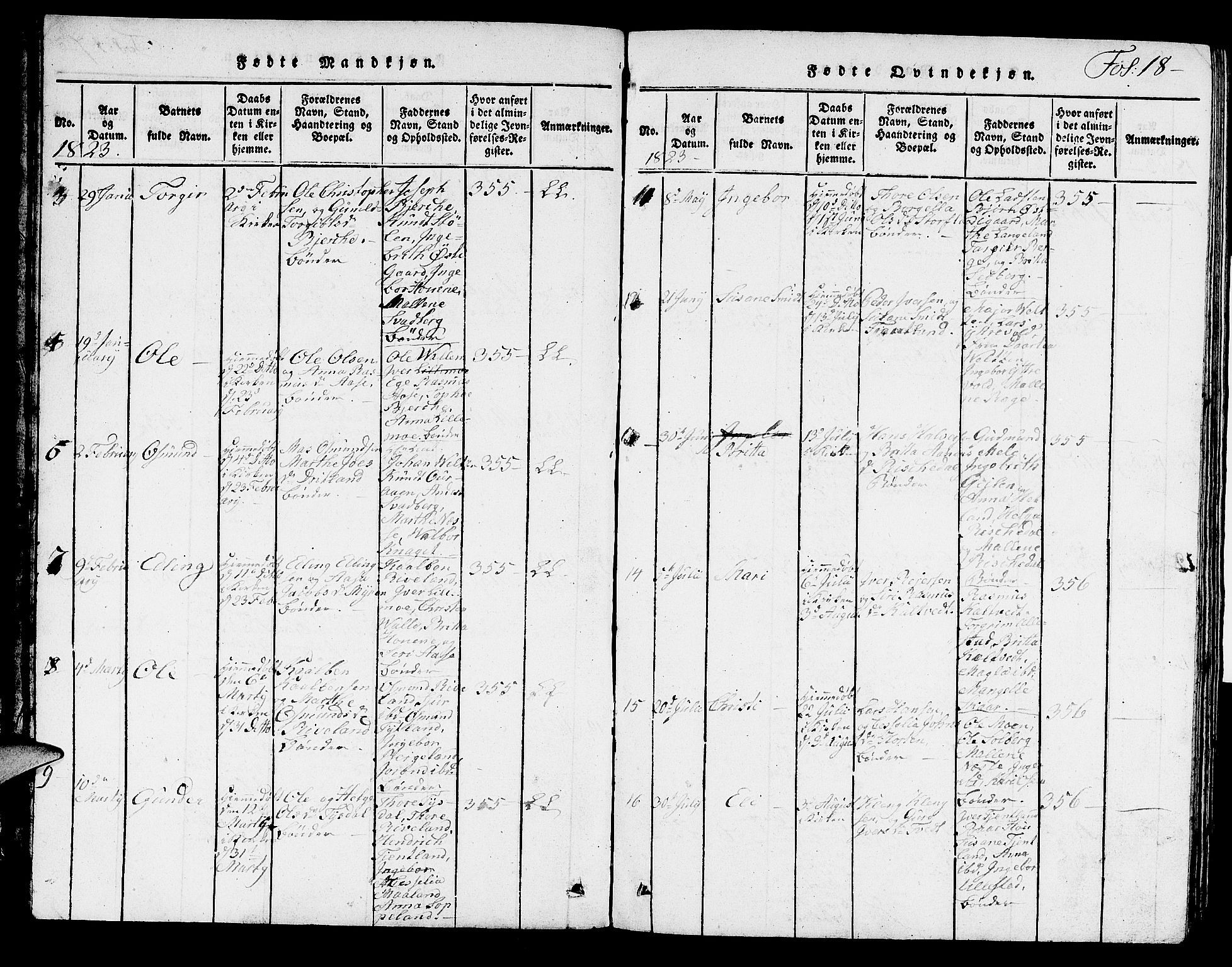 Hjelmeland sokneprestkontor, SAST/A-101843/01/V/L0002: Klokkerbok nr. B 2, 1816-1841, s. 18