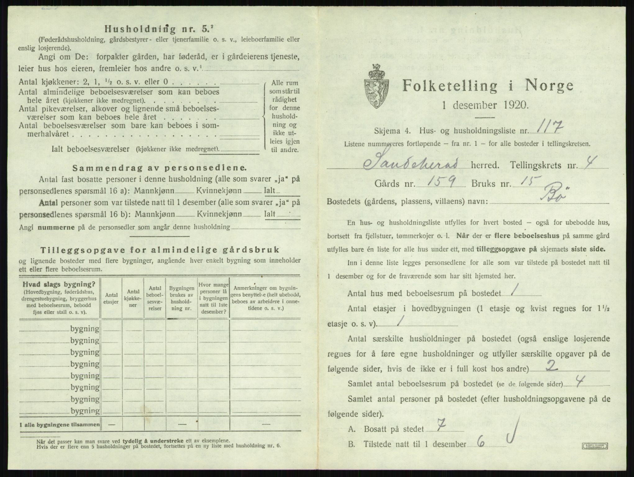 SAKO, Folketelling 1920 for 0724 Sandeherred herred, 1920, s. 866