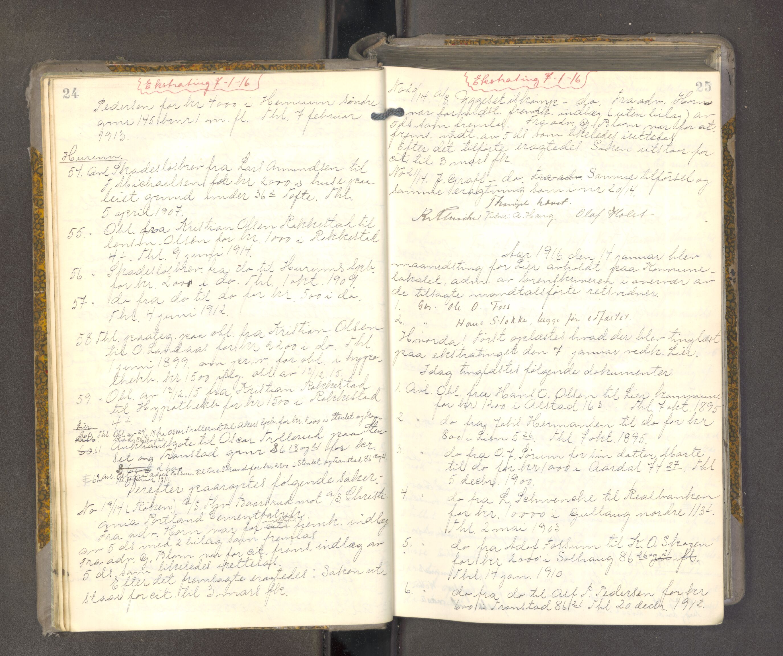 Lier, Røyken og Hurum sorenskriveri, AV/SAKO-A-89/F/Fa/L0098: Tingbok, 1915-1918, s. 24-25