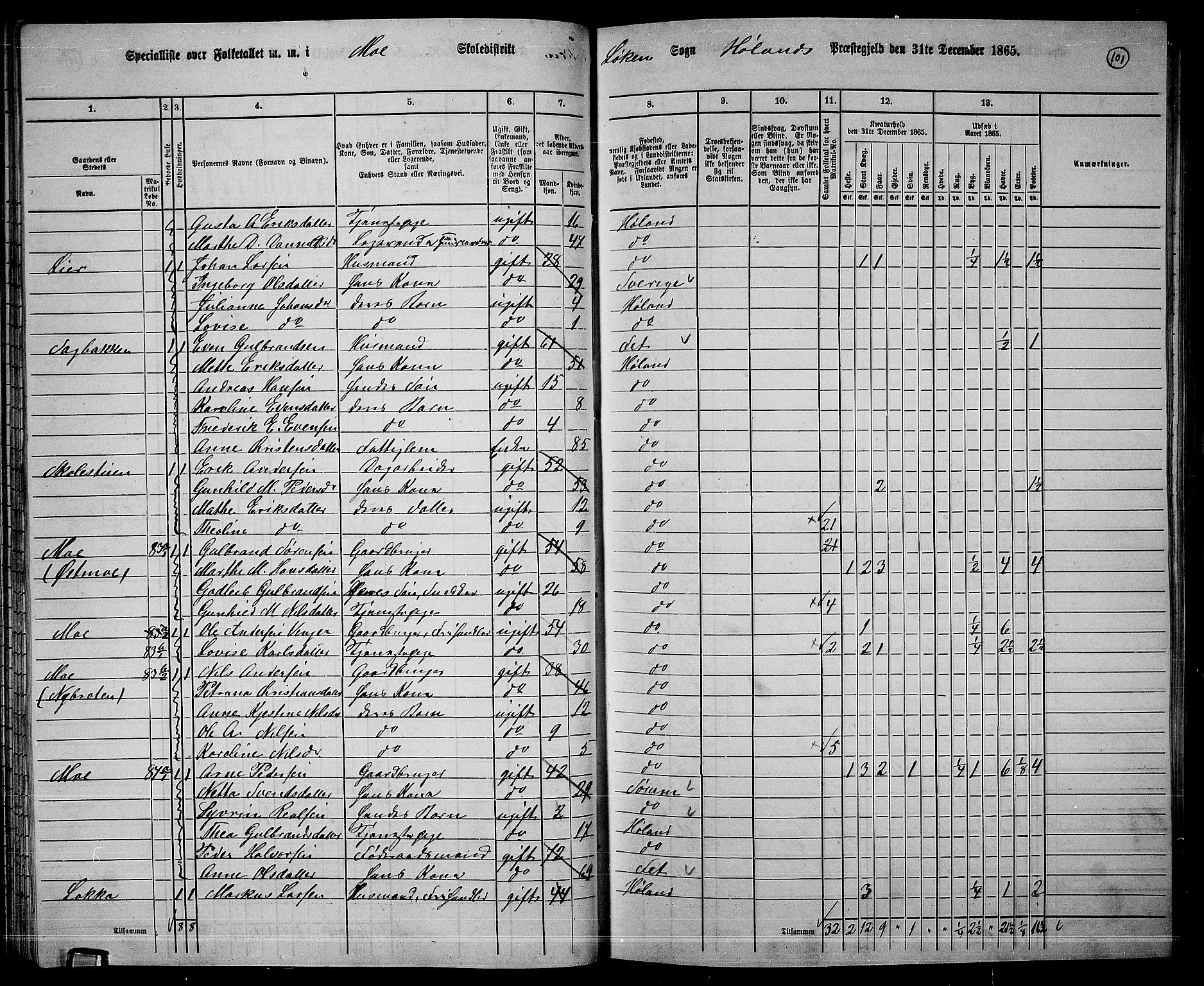 RA, Folketelling 1865 for 0221P Høland prestegjeld, 1865, s. 94