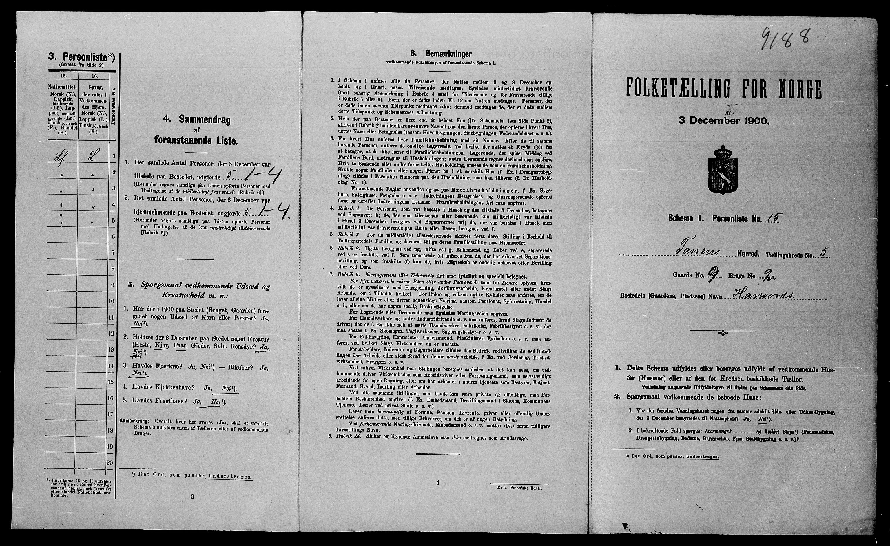 SATØ, Folketelling 1900 for 2025 Tana herred, 1900, s. 804