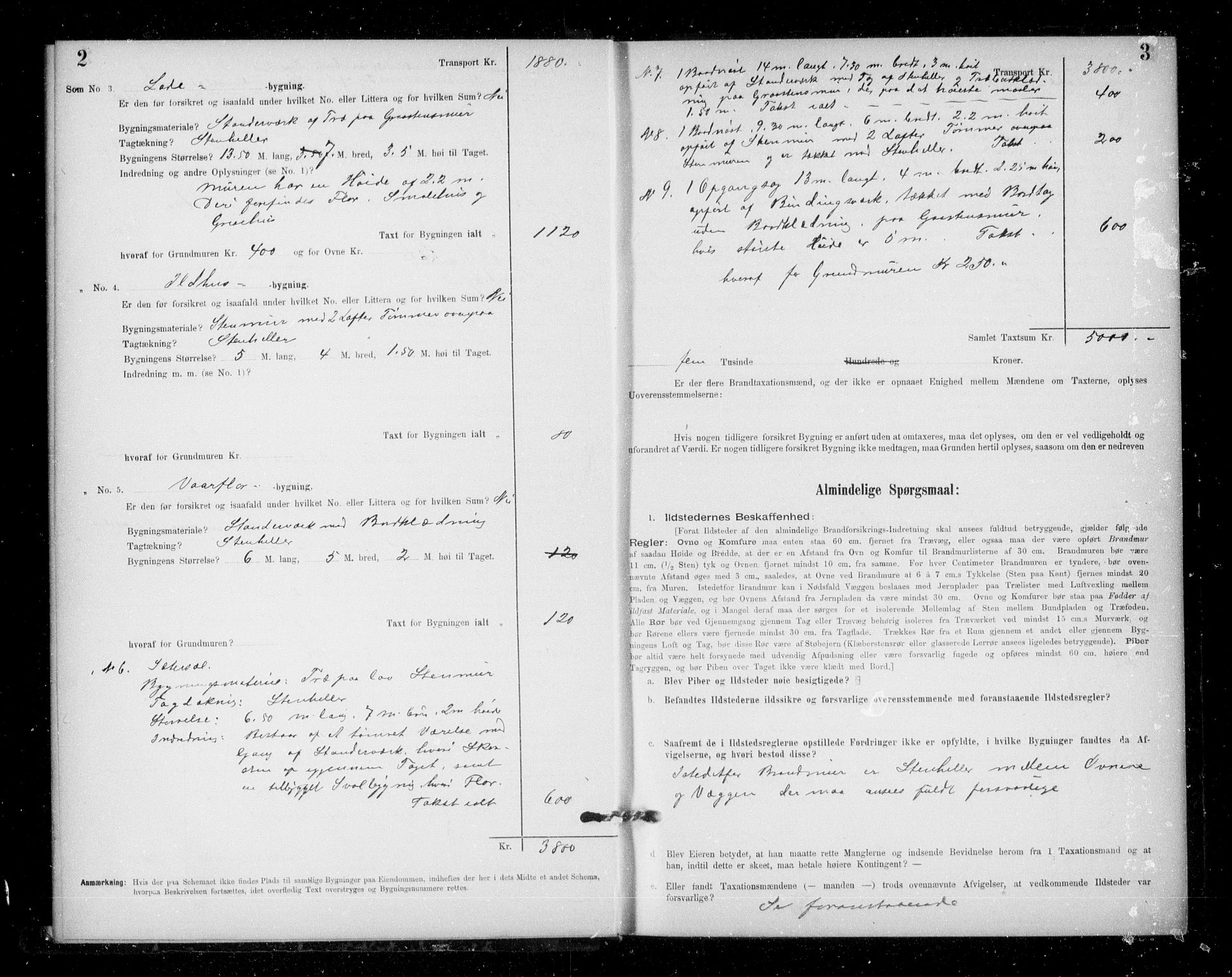 Lensmannen i Jondal, SAB/A-33101/0012/L0005: Branntakstprotokoll, skjematakst, 1894-1951, s. 2-3
