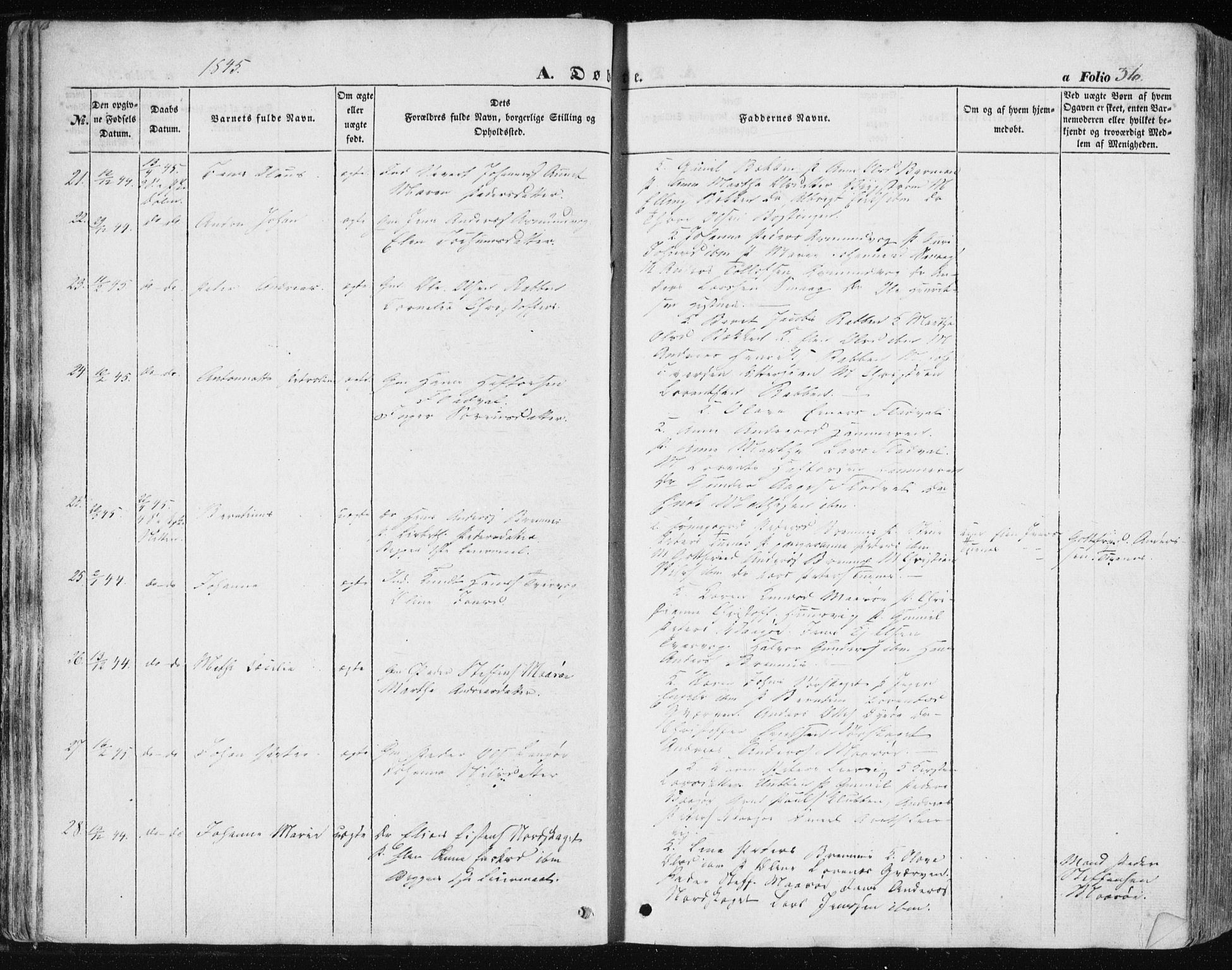 Ministerialprotokoller, klokkerbøker og fødselsregistre - Sør-Trøndelag, SAT/A-1456/634/L0529: Ministerialbok nr. 634A05, 1843-1851, s. 36
