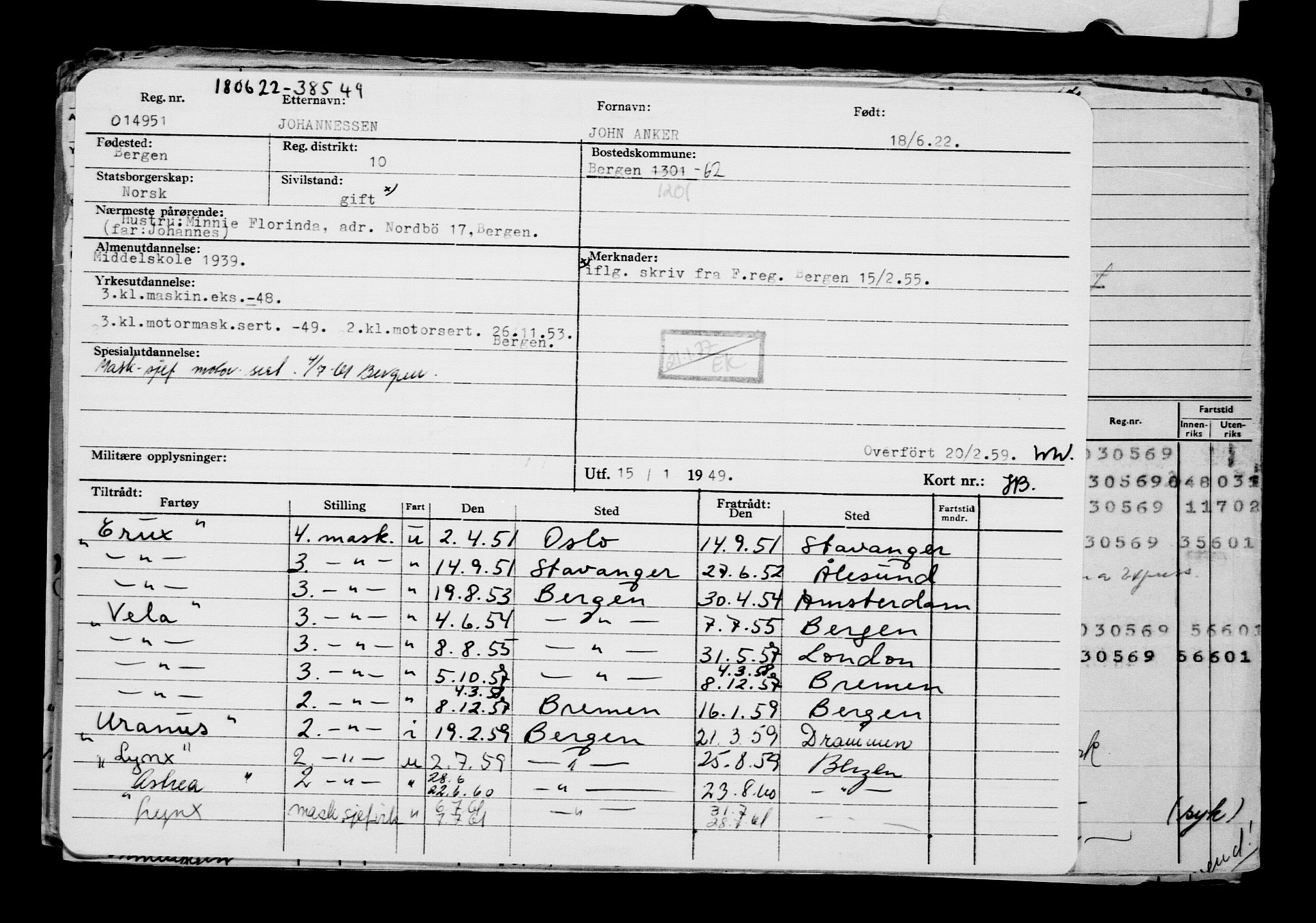 Direktoratet for sjømenn, AV/RA-S-3545/G/Gb/L0207: Hovedkort, 1922, s. 594