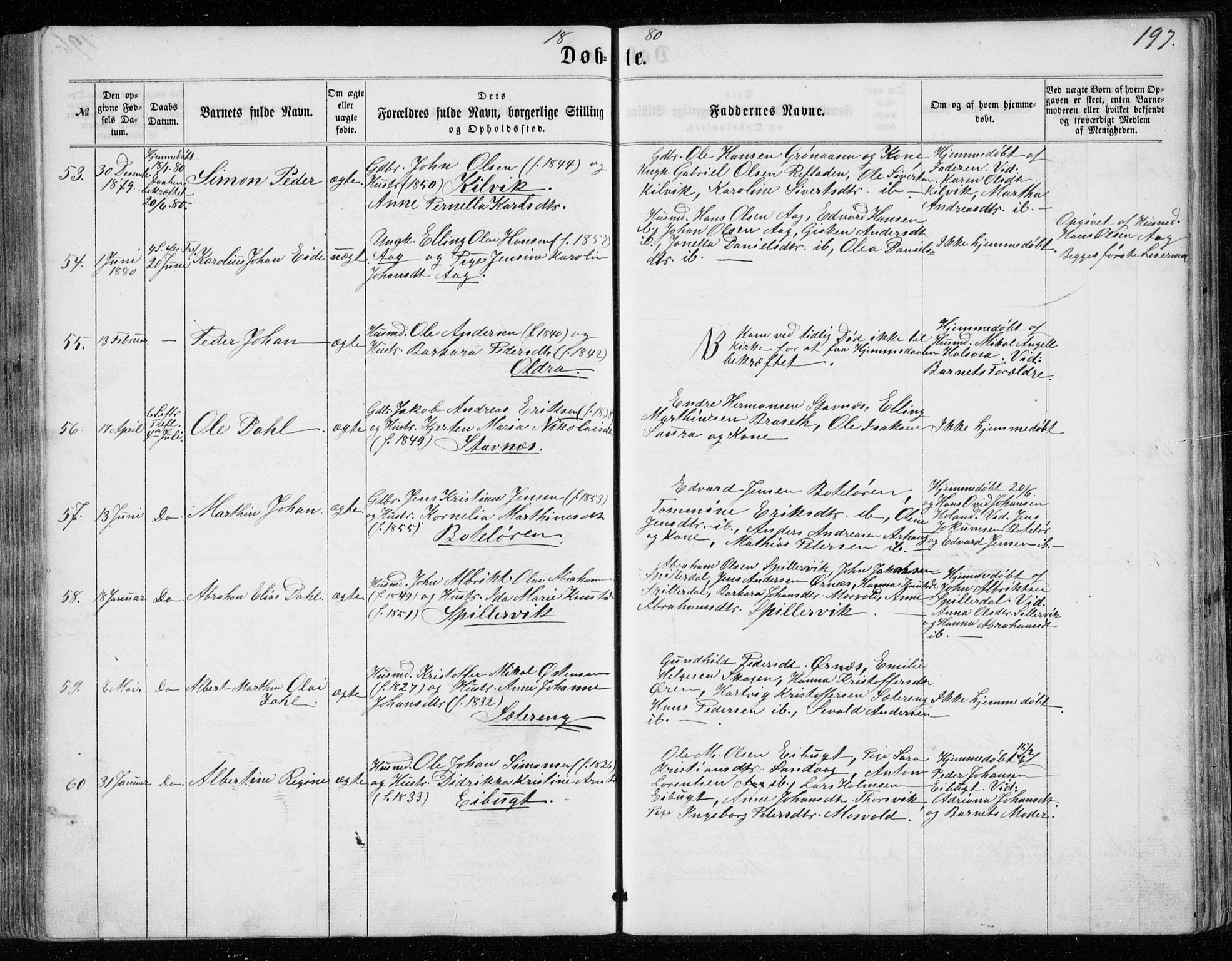 Ministerialprotokoller, klokkerbøker og fødselsregistre - Nordland, AV/SAT-A-1459/843/L0634: Klokkerbok nr. 843C03, 1860-1884, s. 197