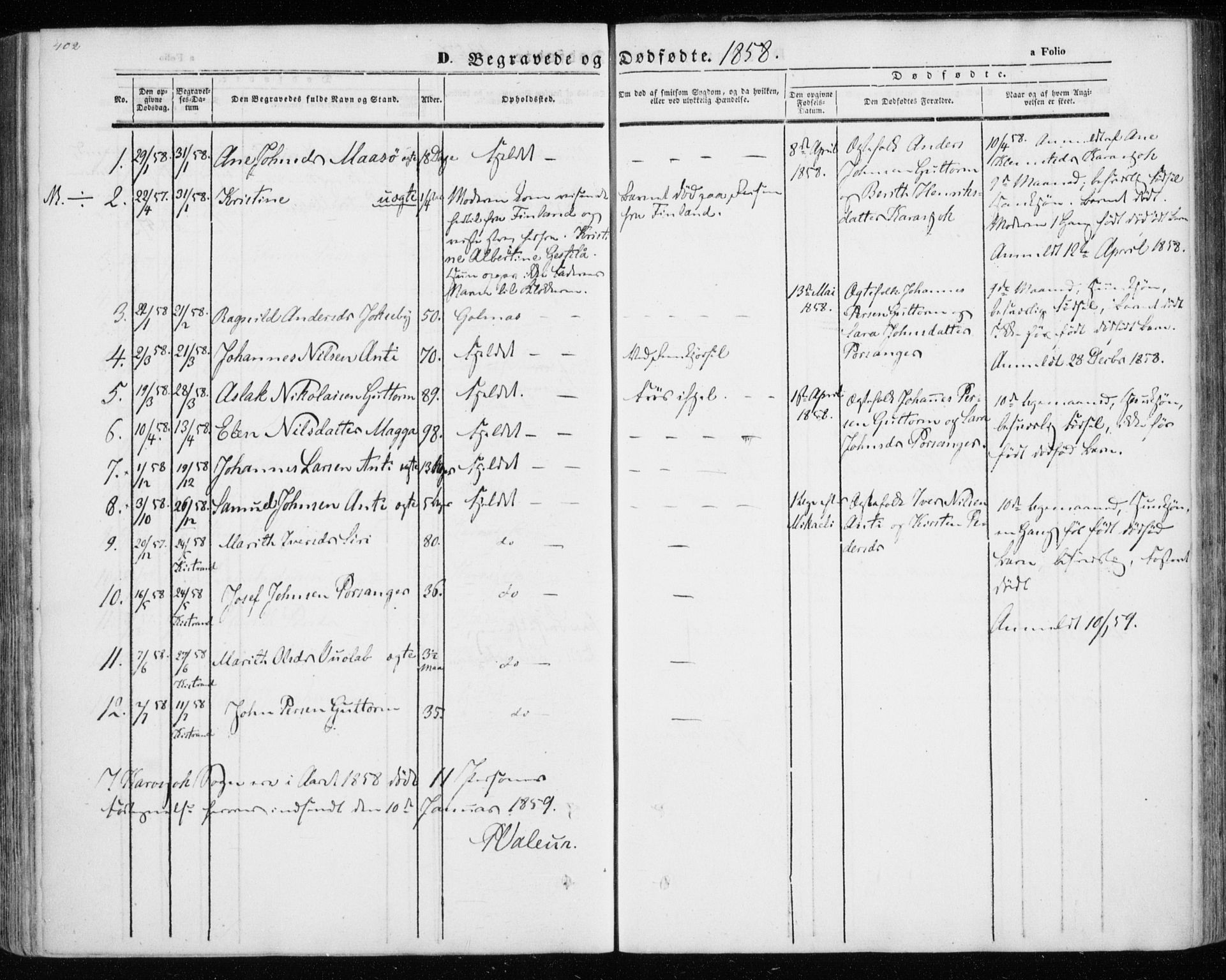 Kistrand/Porsanger sokneprestembete, AV/SATØ-S-1351/H/Ha/L0012.kirke: Ministerialbok nr. 12, 1843-1871, s. 402-403