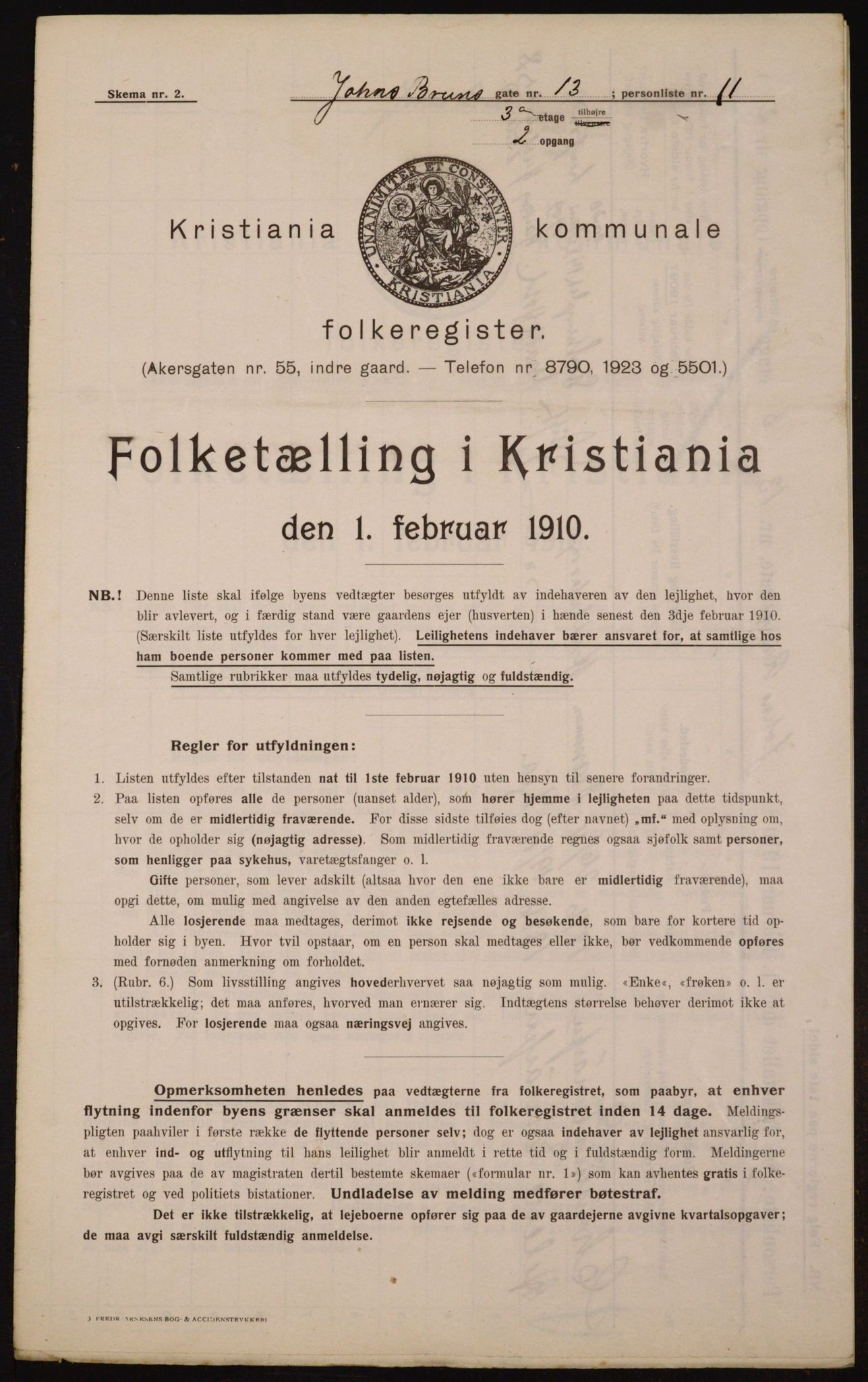 OBA, Kommunal folketelling 1.2.1910 for Kristiania, 1910, s. 45810