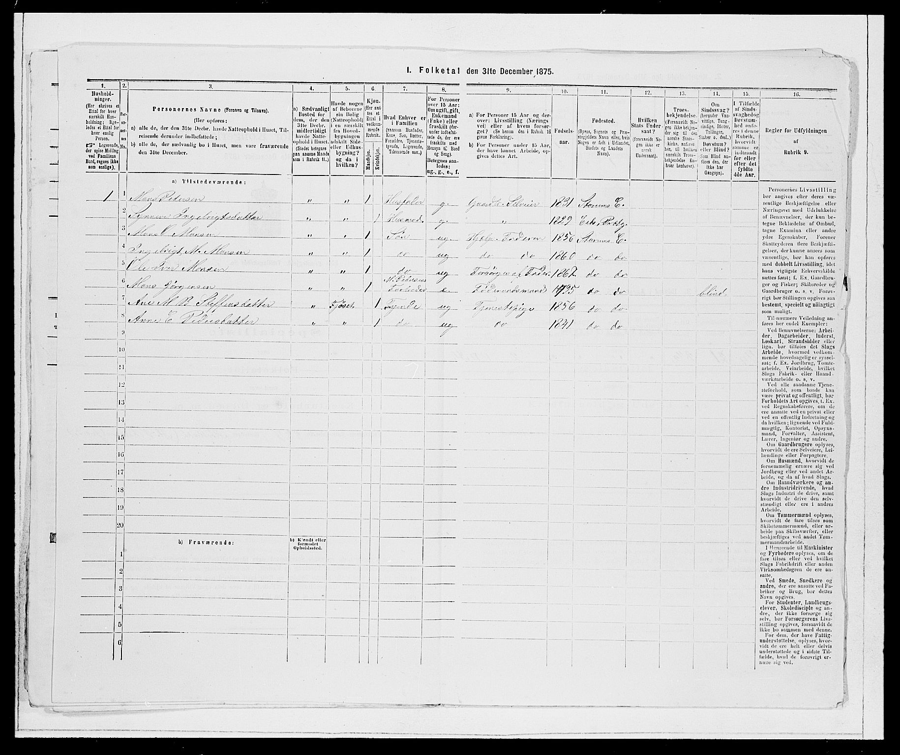 SAB, Folketelling 1875 for 1443P Eid prestegjeld, 1875, s. 820