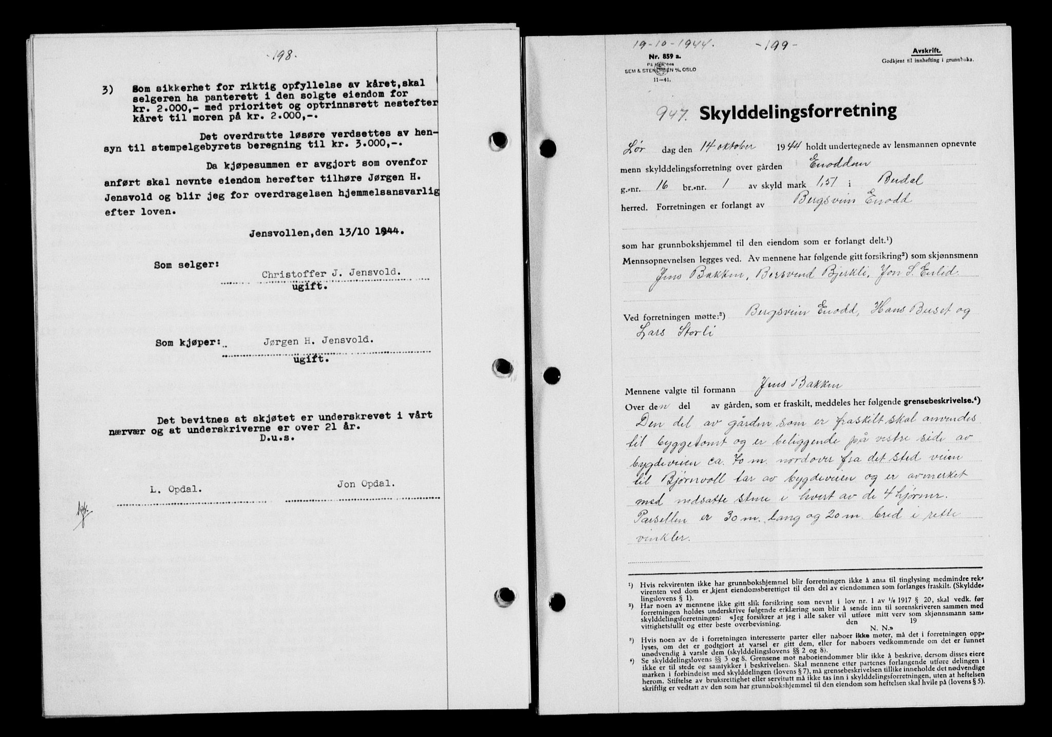 Gauldal sorenskriveri, SAT/A-0014/1/2/2C/L0058: Pantebok nr. 63, 1944-1945, Dagboknr: 947/1944