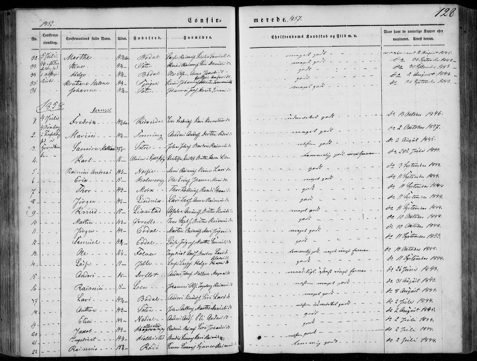 Stryn Sokneprestembete, AV/SAB-A-82501: Ministerialbok nr. A 2, 1844-1861, s. 128