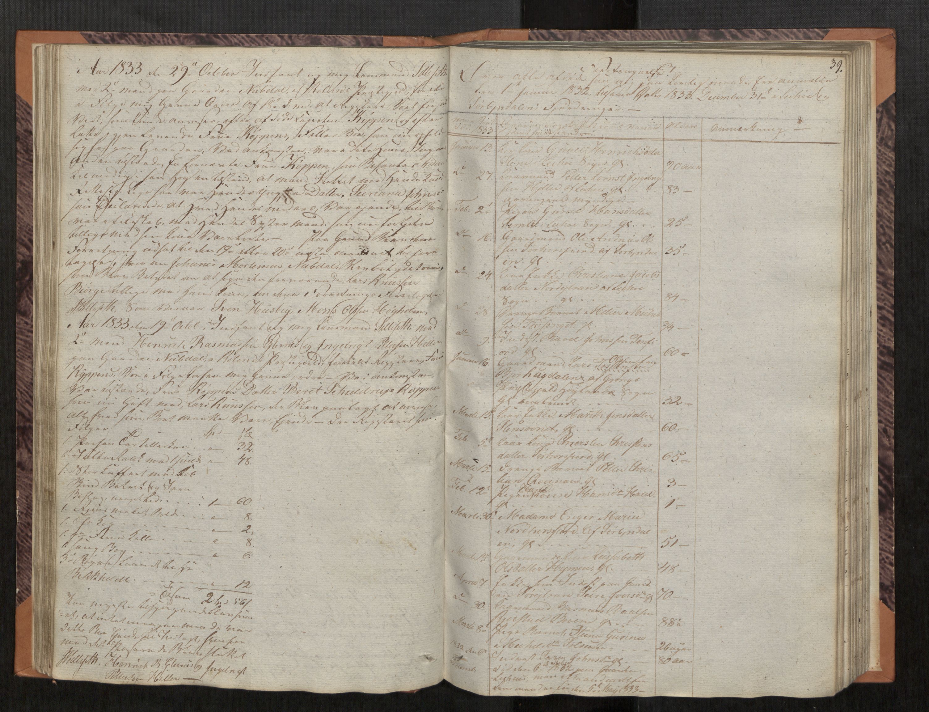 Namdal sorenskriveri, AV/SAT-A-4133/1/3/3Ca/L0001: Skifteregistreringsprotokoll, 1829-1840, s. 39