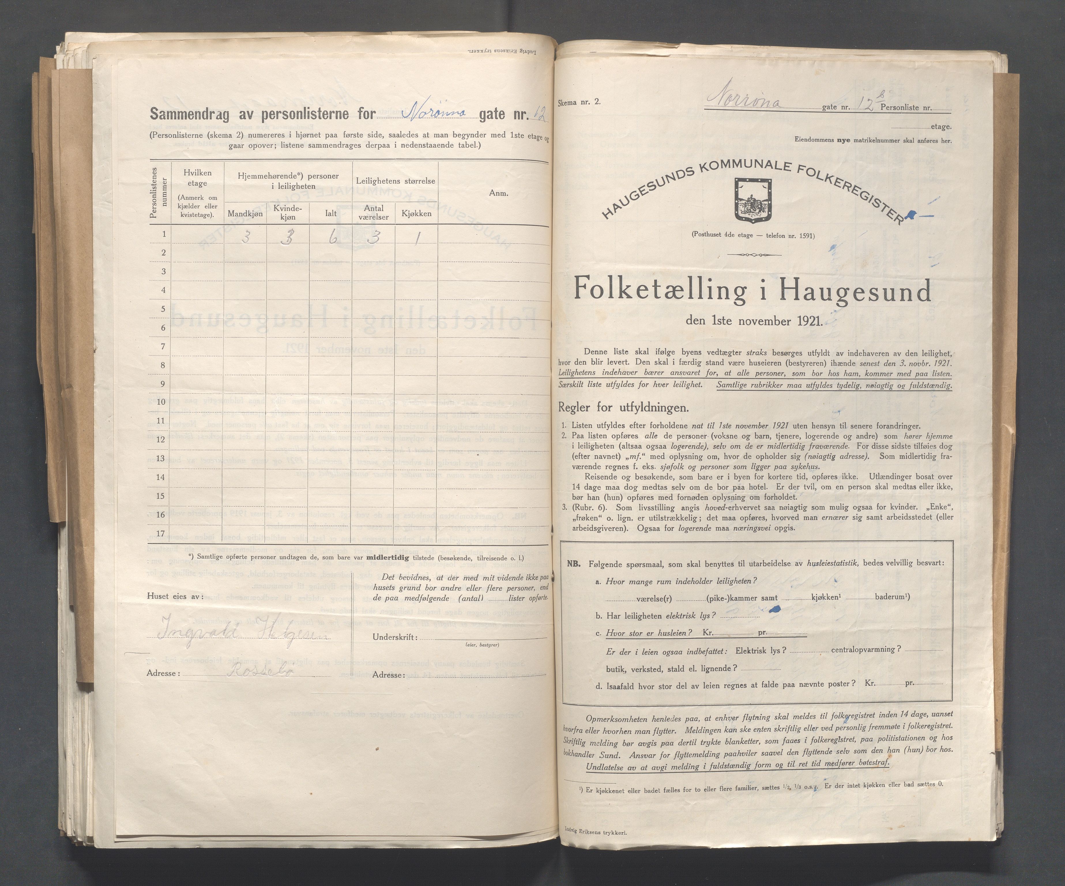 IKAR, Kommunal folketelling 1.11.1921 for Haugesund, 1921, s. 3162