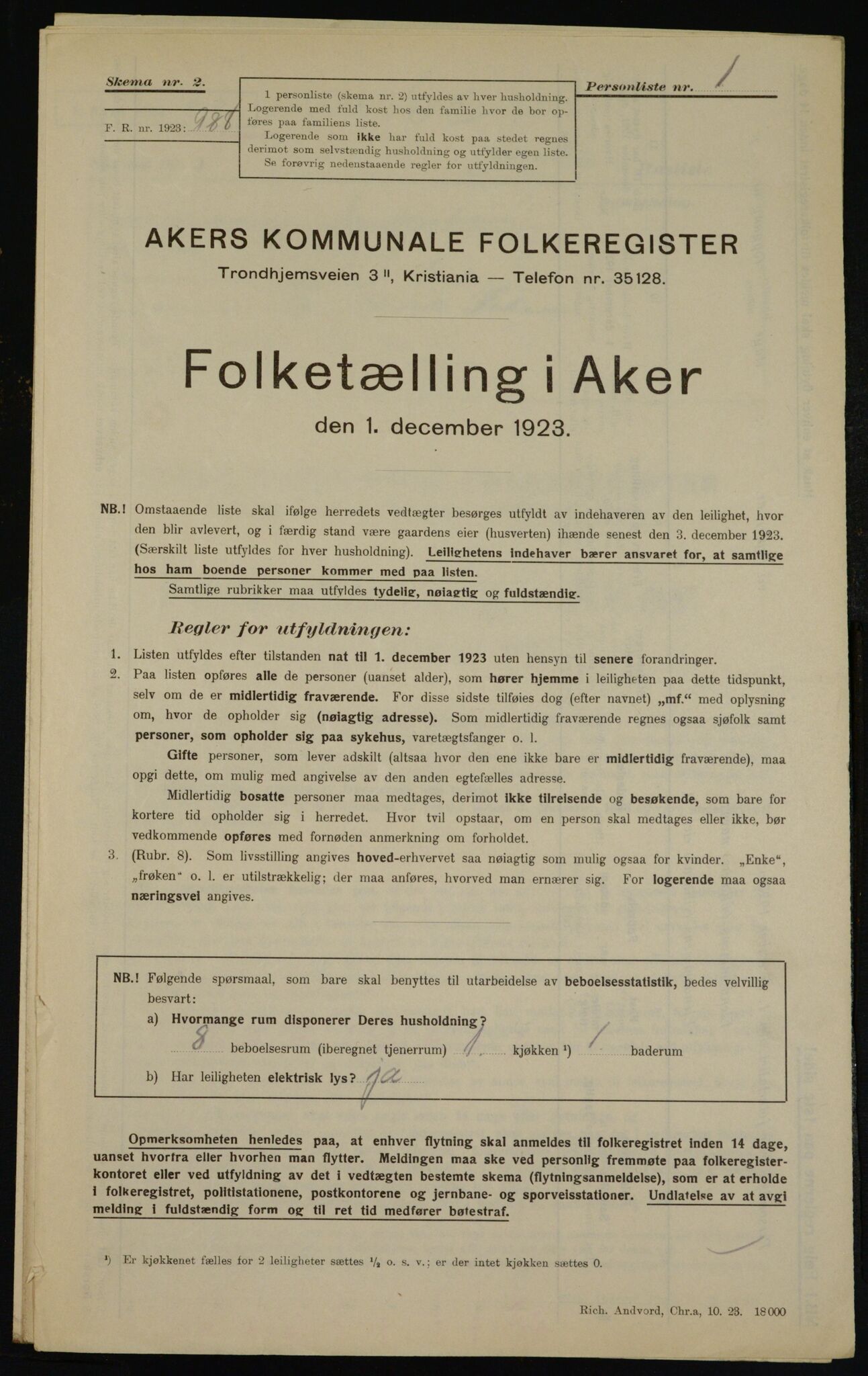 , Kommunal folketelling 1.12.1923 for Aker, 1923, s. 42439