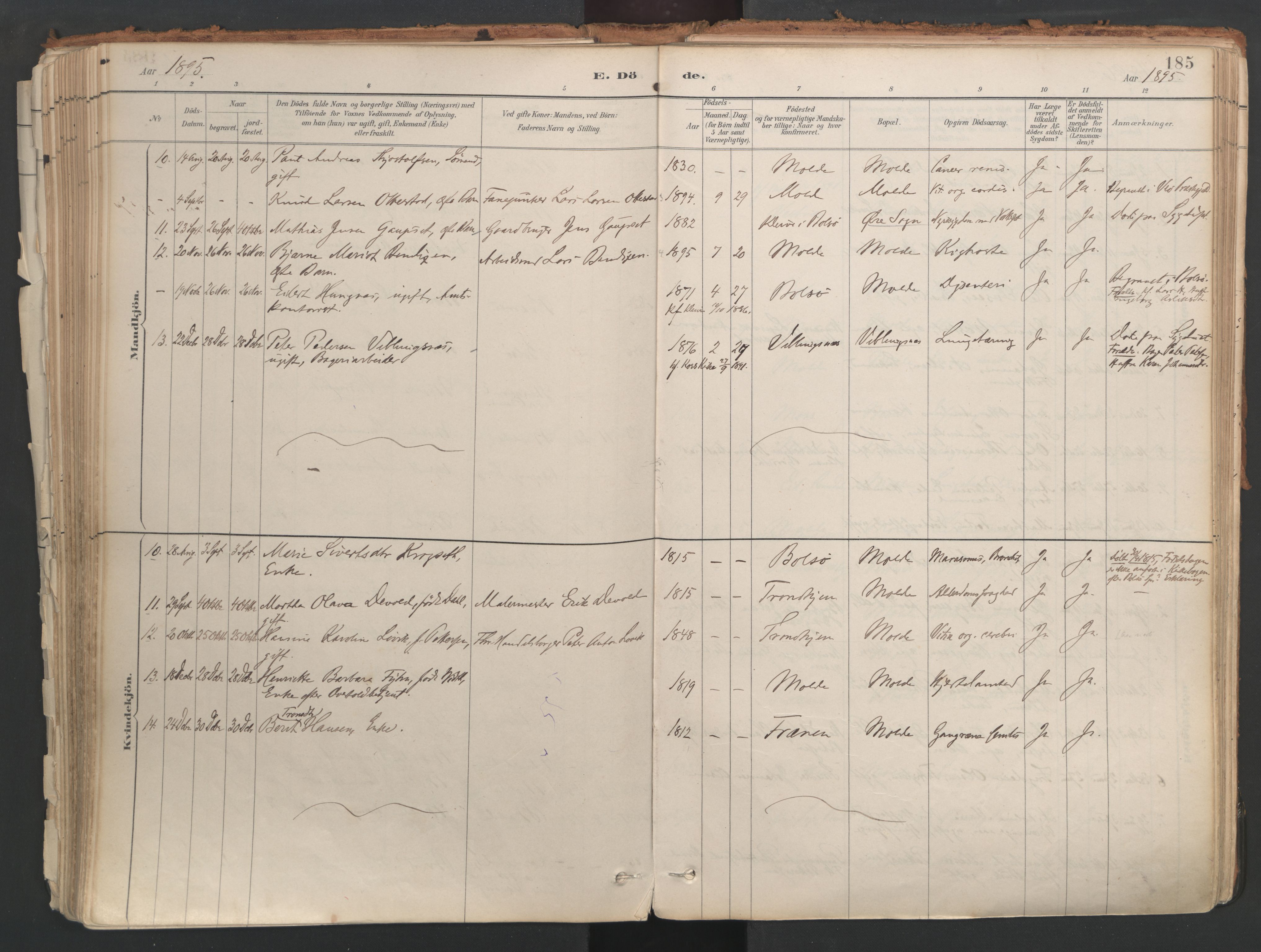 Ministerialprotokoller, klokkerbøker og fødselsregistre - Møre og Romsdal, SAT/A-1454/558/L0692: Ministerialbok nr. 558A06, 1887-1971, s. 185