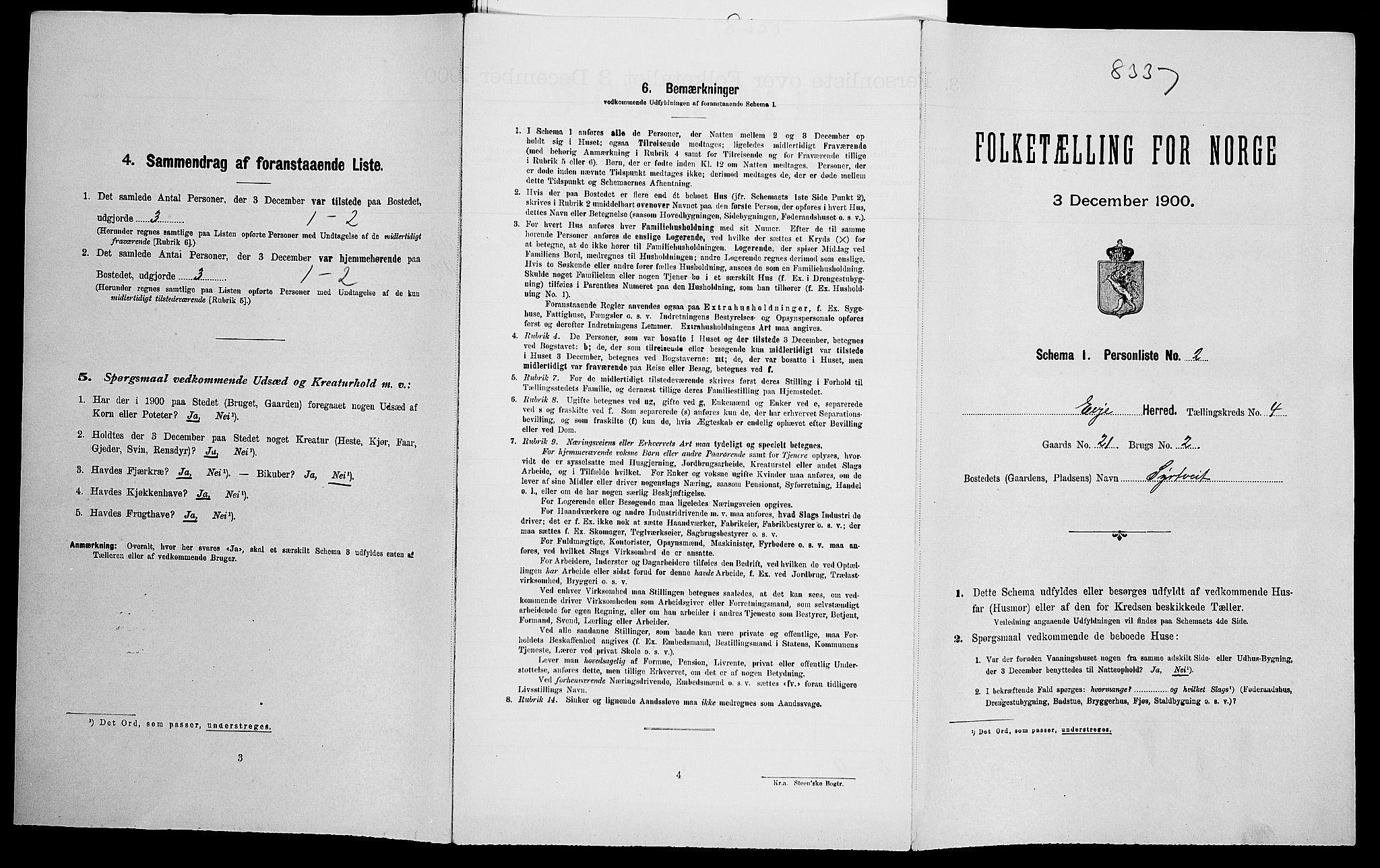 SAK, Folketelling 1900 for 0937 Evje herred, 1900, s. 238