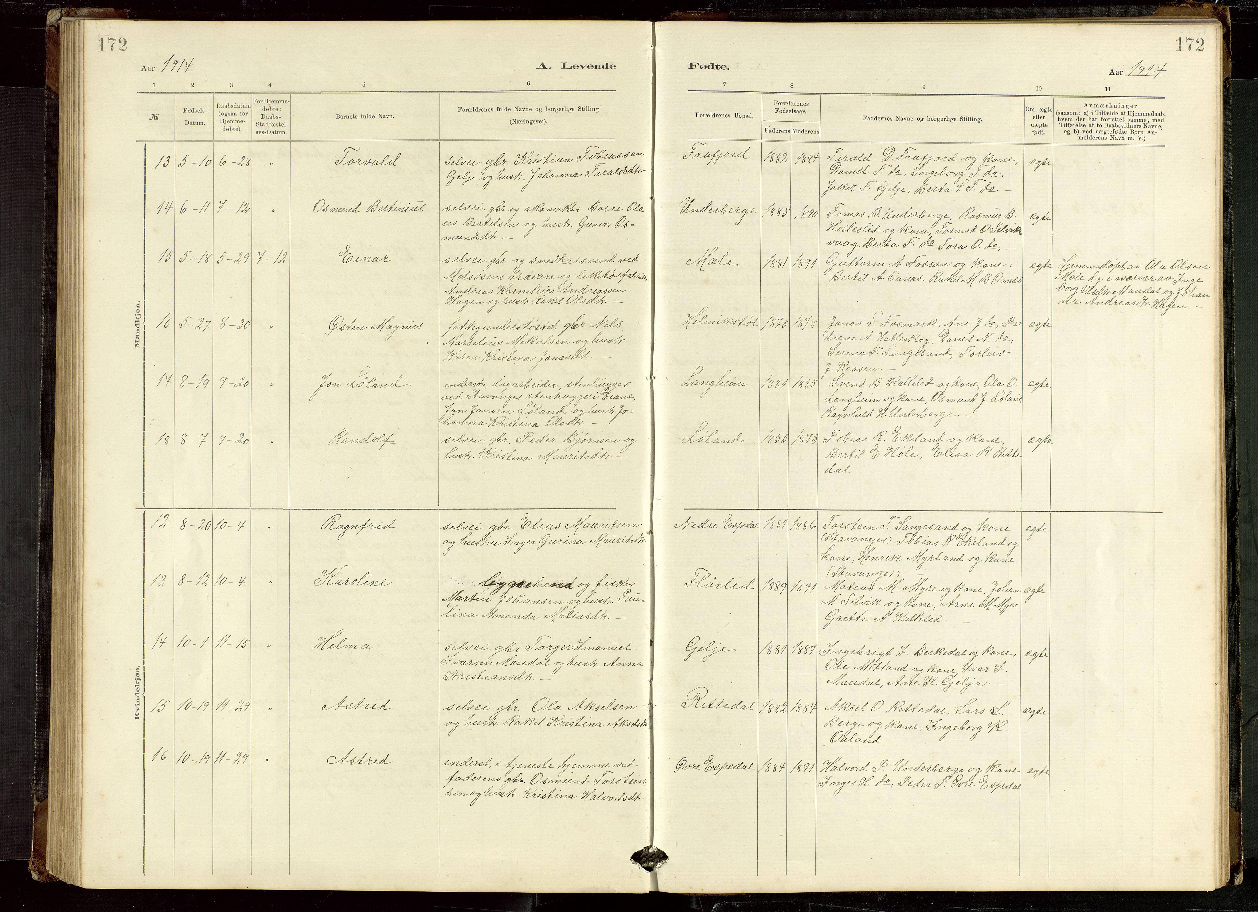 Høgsfjord sokneprestkontor, AV/SAST-A-101624/H/Ha/Hab/L0009: Klokkerbok nr. B 9, 1883-1920, s. 172