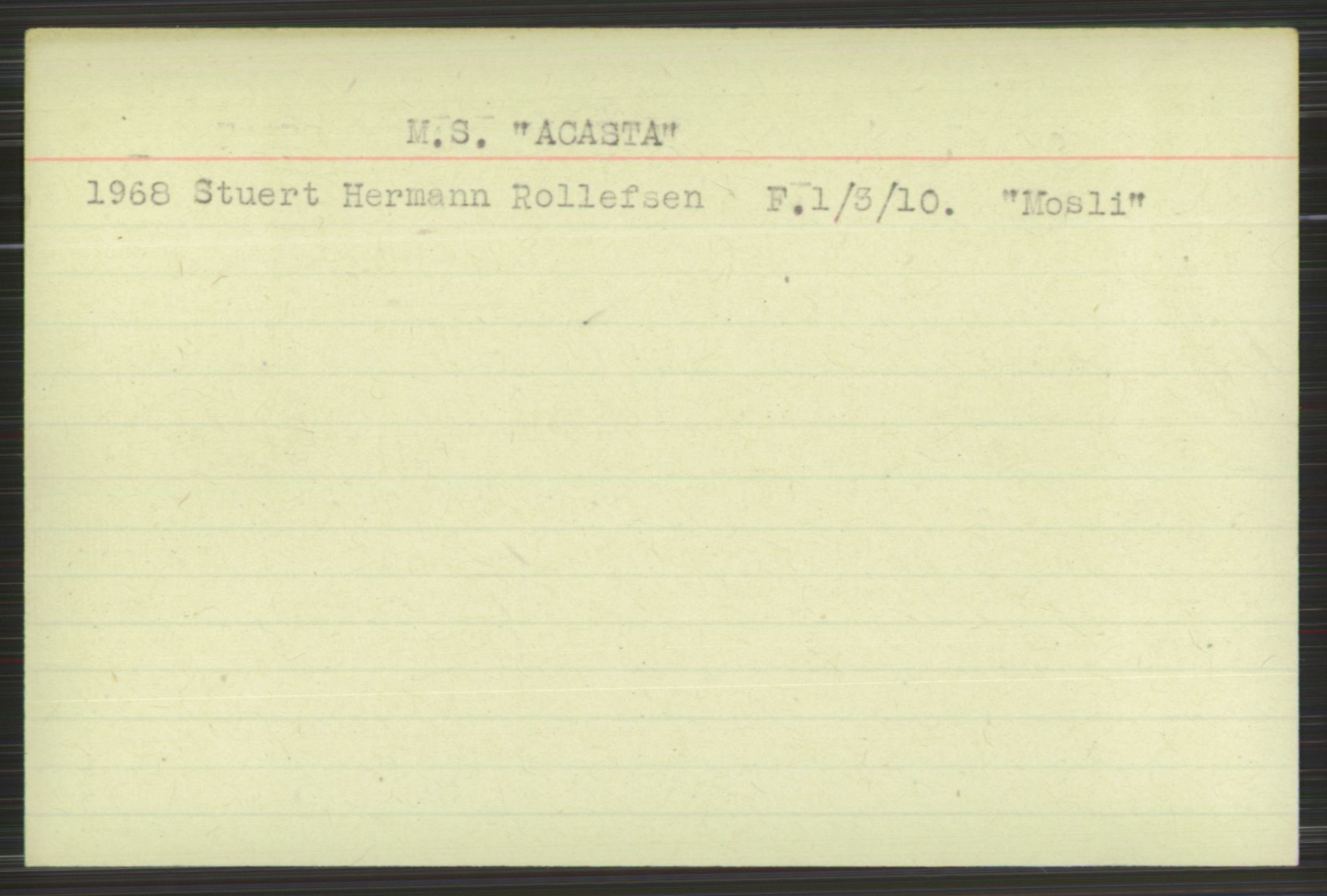 Nortraship, Register for savnede sjømenn m.v., RA/S-2166/F/Fc/L0001: Registerkort på skipsnavn, 1940-1945