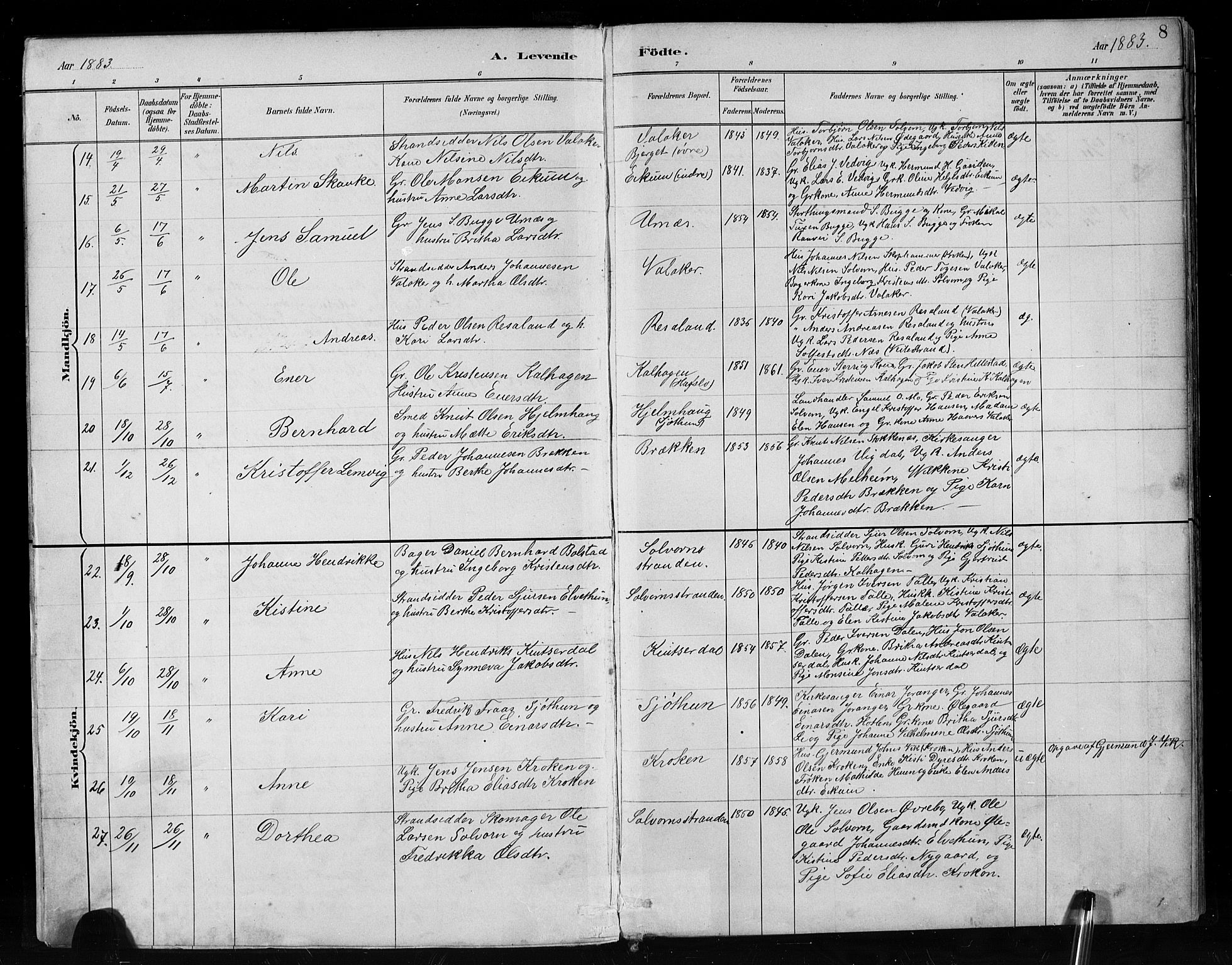 Hafslo sokneprestembete, AV/SAB-A-80301/H/Hab/Habc/L0001: Klokkerbok nr. C 1, 1882-1908, s. 8