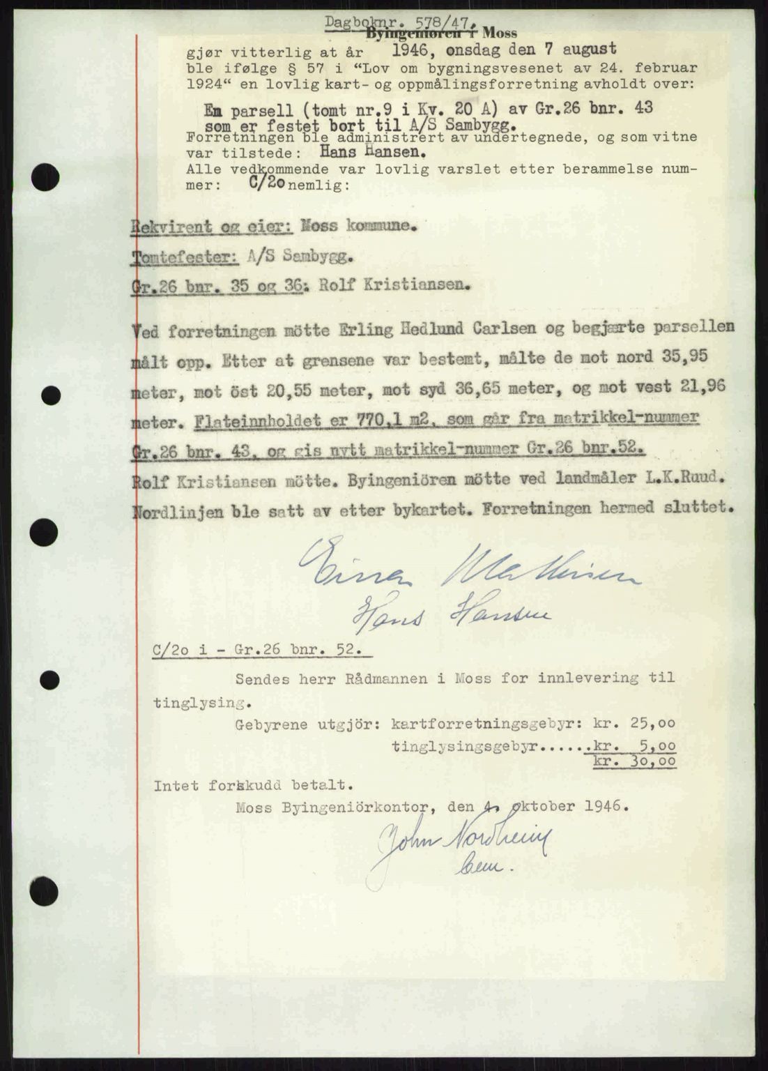 Moss sorenskriveri, SAO/A-10168: Pantebok nr. A17, 1947-1947, Dagboknr: 578/1947