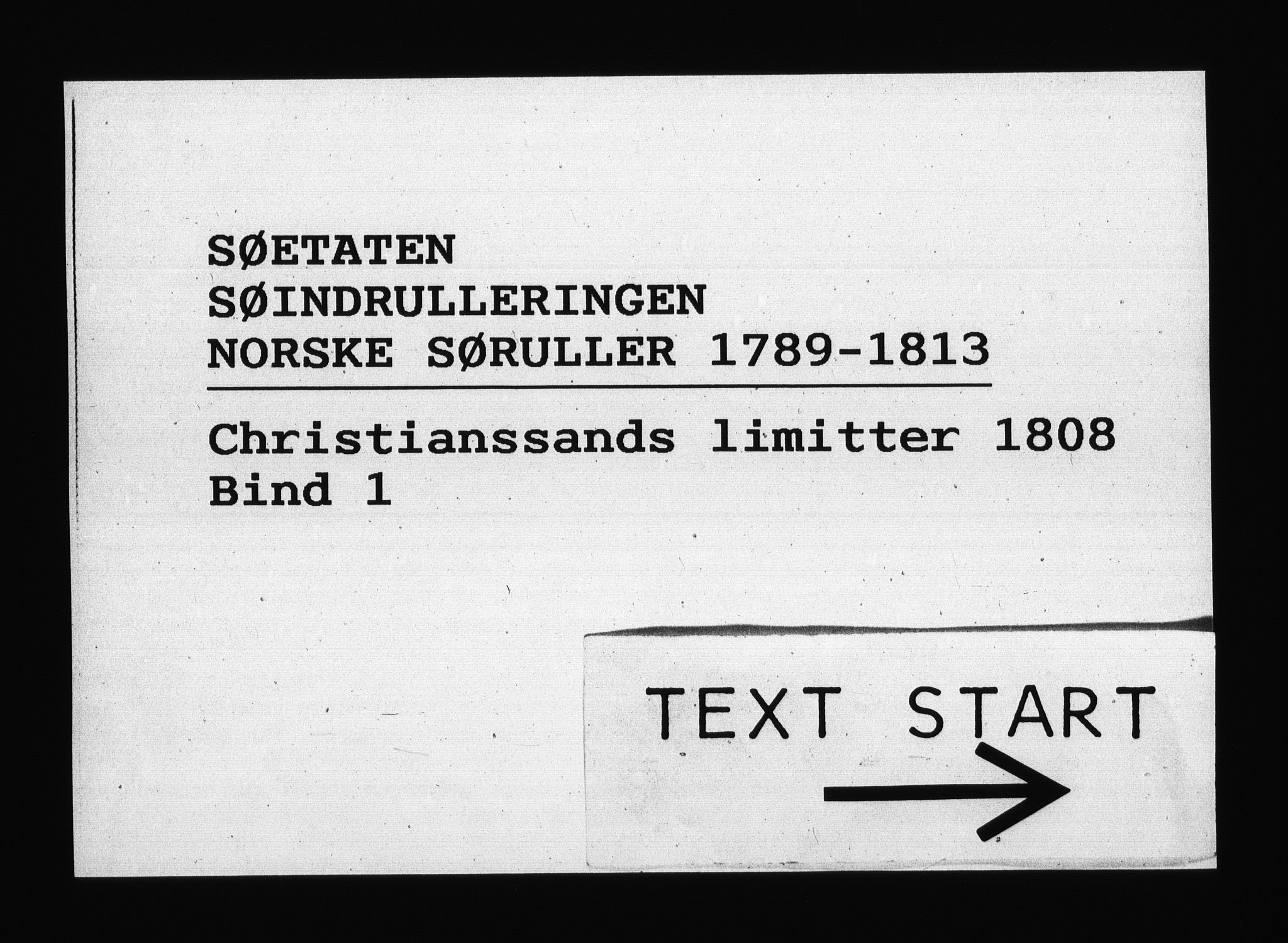 Sjøetaten, RA/EA-3110/F/L0101: Kristiansand limitter, bind 1, 1808