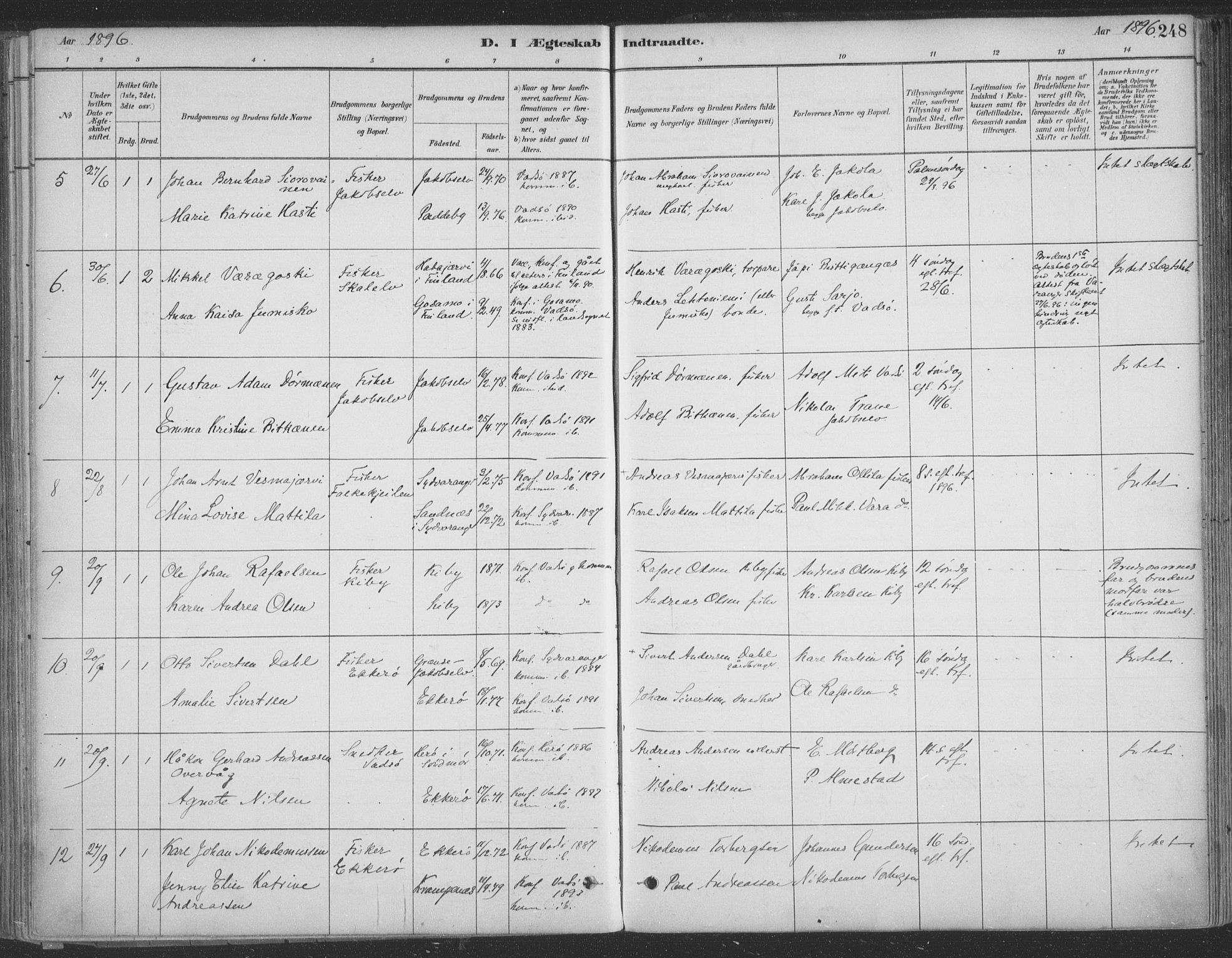 Vadsø sokneprestkontor, AV/SATØ-S-1325/H/Ha/L0009kirke: Ministerialbok nr. 9, 1881-1917, s. 248