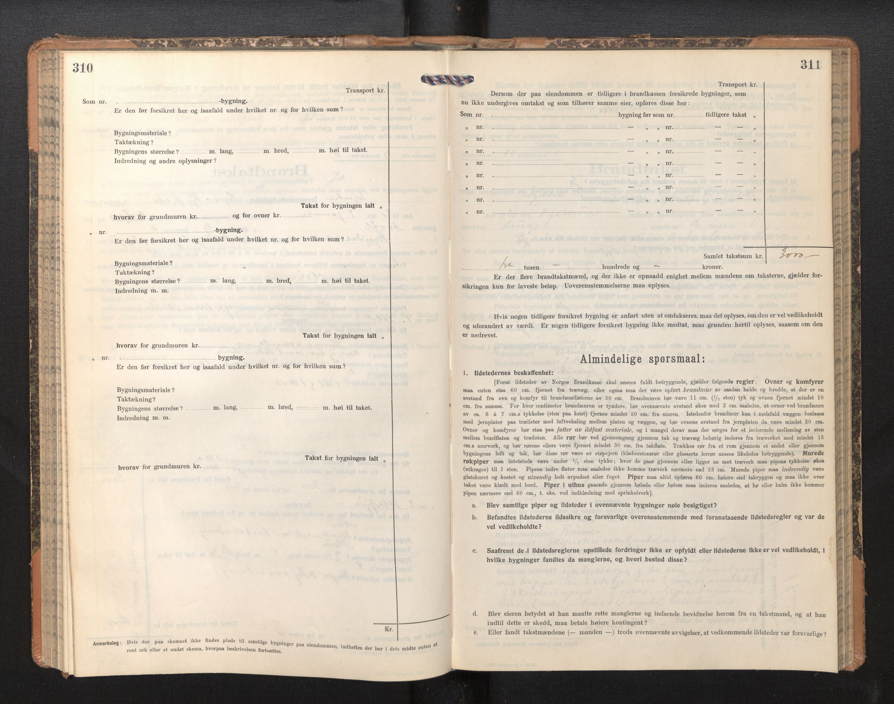 Lensmannen i Sogndal, SAB/A-29901/0012/L0011: Branntakstprotokoll, skjematakst, 1914-1922, s. 310-311