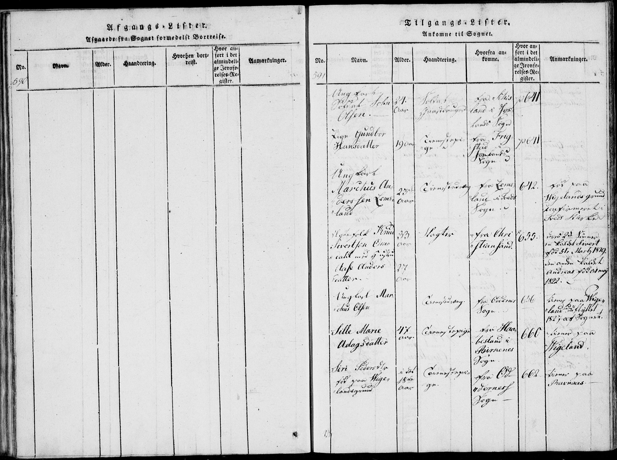 Vennesla sokneprestkontor, AV/SAK-1111-0045/Fa/Fab/L0003: Ministerialbok nr. A 3, 1820-1834, s. 590-591