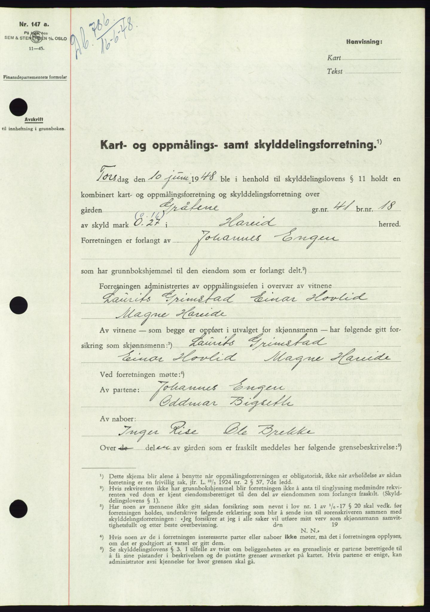 Søre Sunnmøre sorenskriveri, SAT/A-4122/1/2/2C/L0082: Pantebok nr. 8A, 1948-1948, Dagboknr: 786/1948