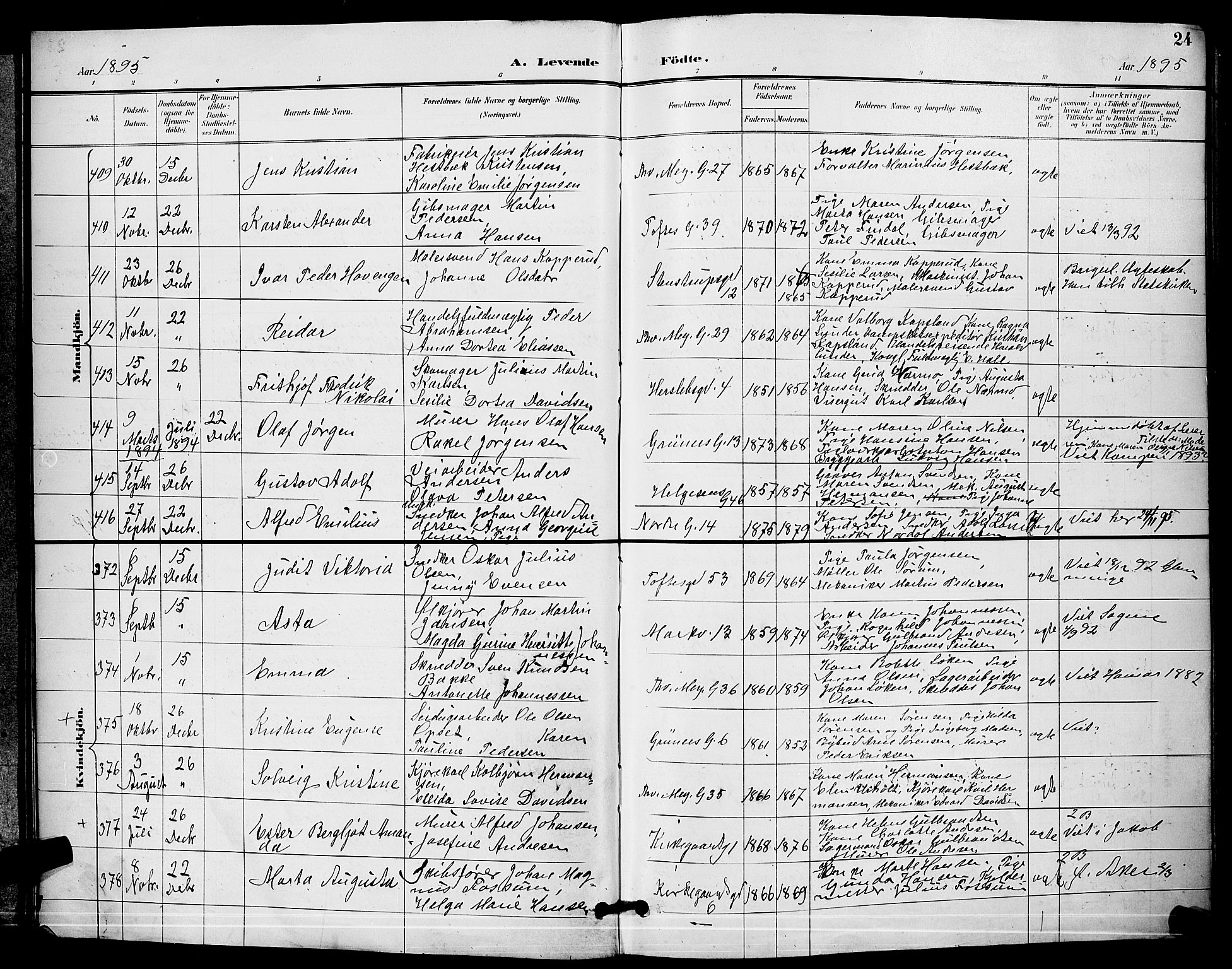Paulus prestekontor Kirkebøker, AV/SAO-A-10871/G/Ga/L0004: Klokkerbok nr. 4, 1895-1898, s. 24