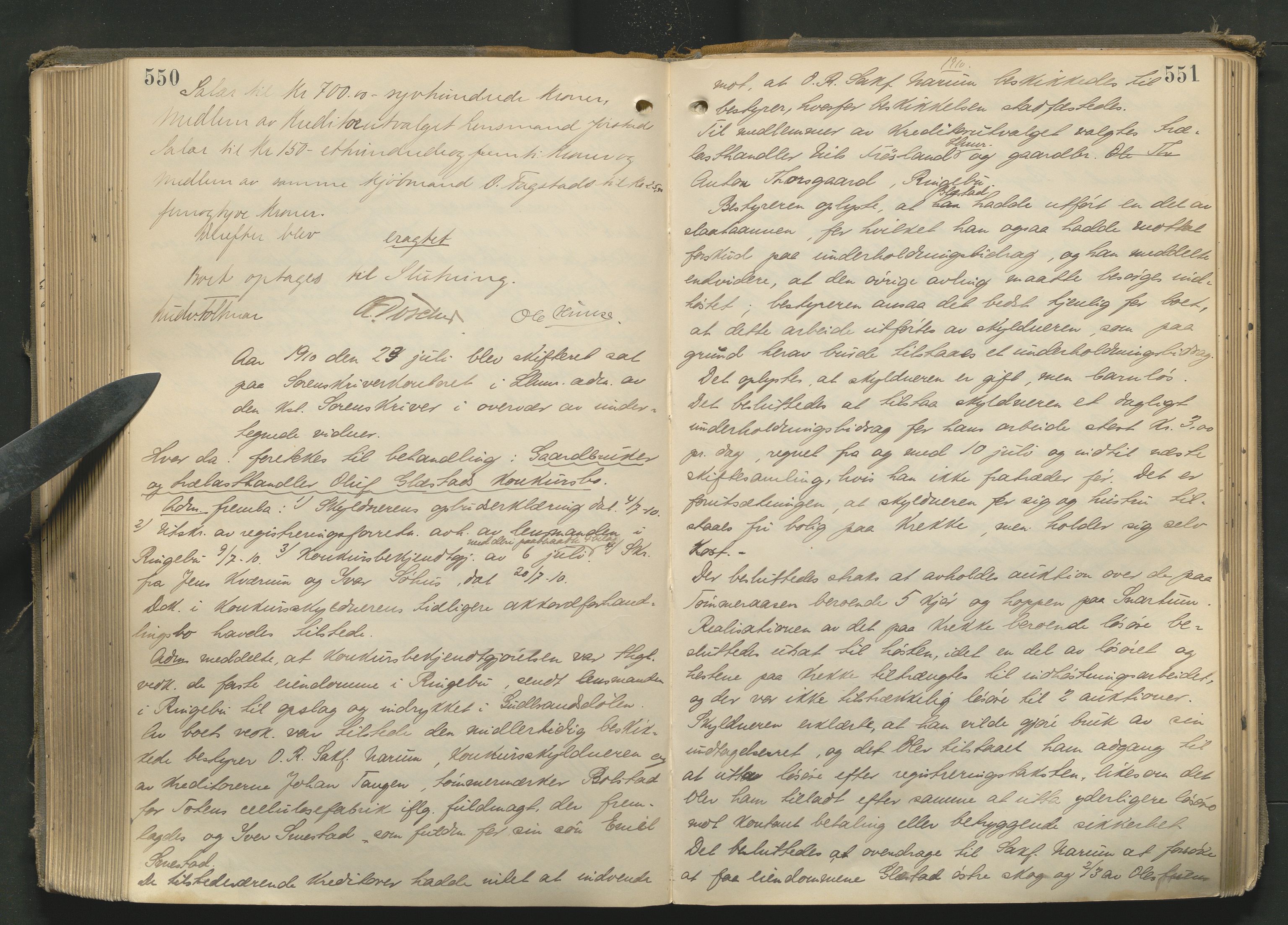 Sør-Gudbrandsdal tingrett, AV/SAH-TING-004/J/Ja/Jad/L0002: Skifteforhandlingsprotokoll - Fron, Ringebu og Øyer, 1895-1916, s. 550-551