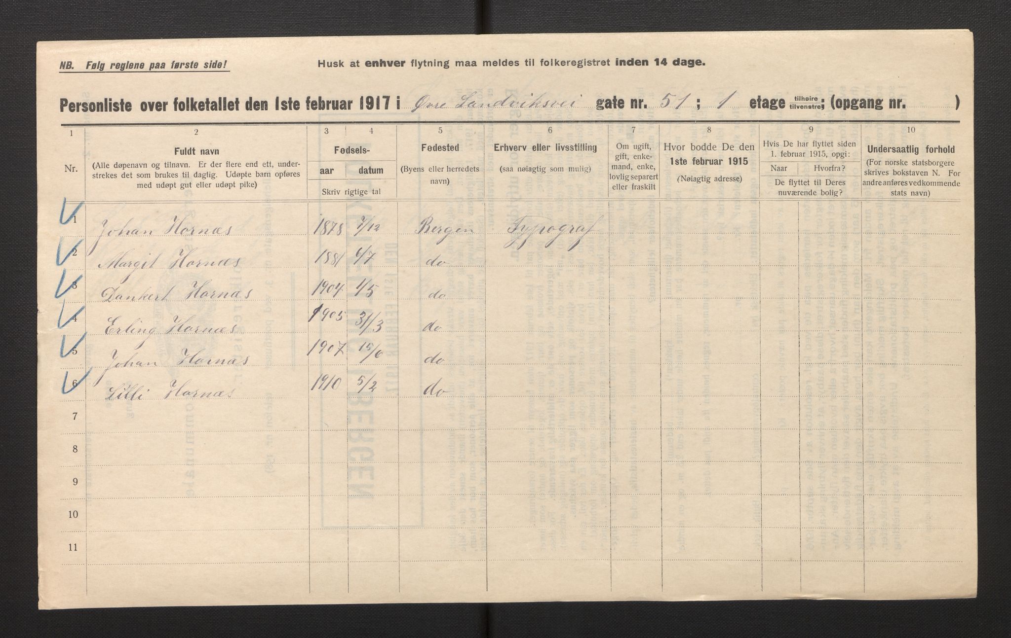 SAB, Kommunal folketelling 1917 for Bergen kjøpstad, 1917, s. 33779