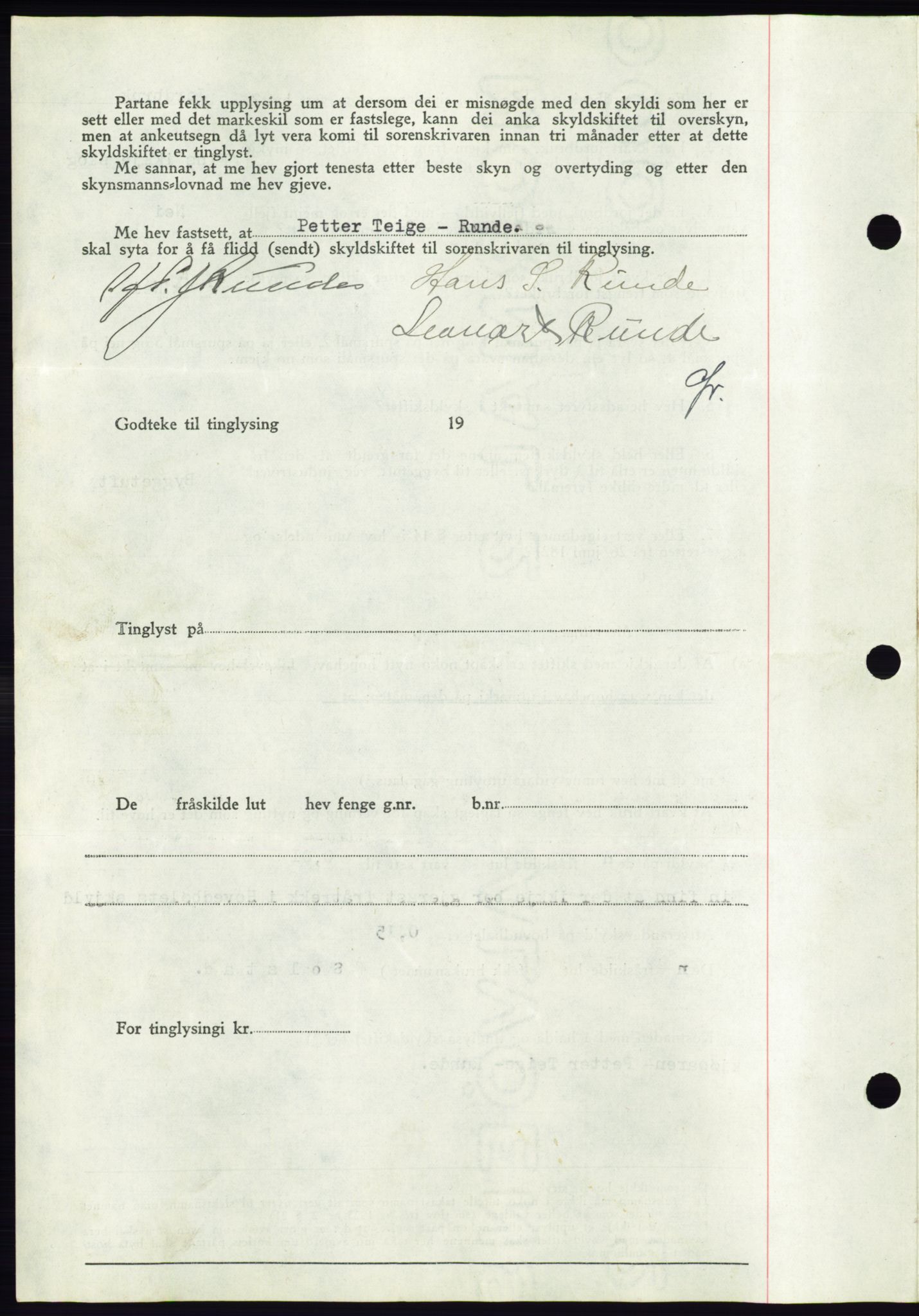 Søre Sunnmøre sorenskriveri, AV/SAT-A-4122/1/2/2C/L0070: Pantebok nr. 64, 1940-1941, Dagboknr: 47/1941