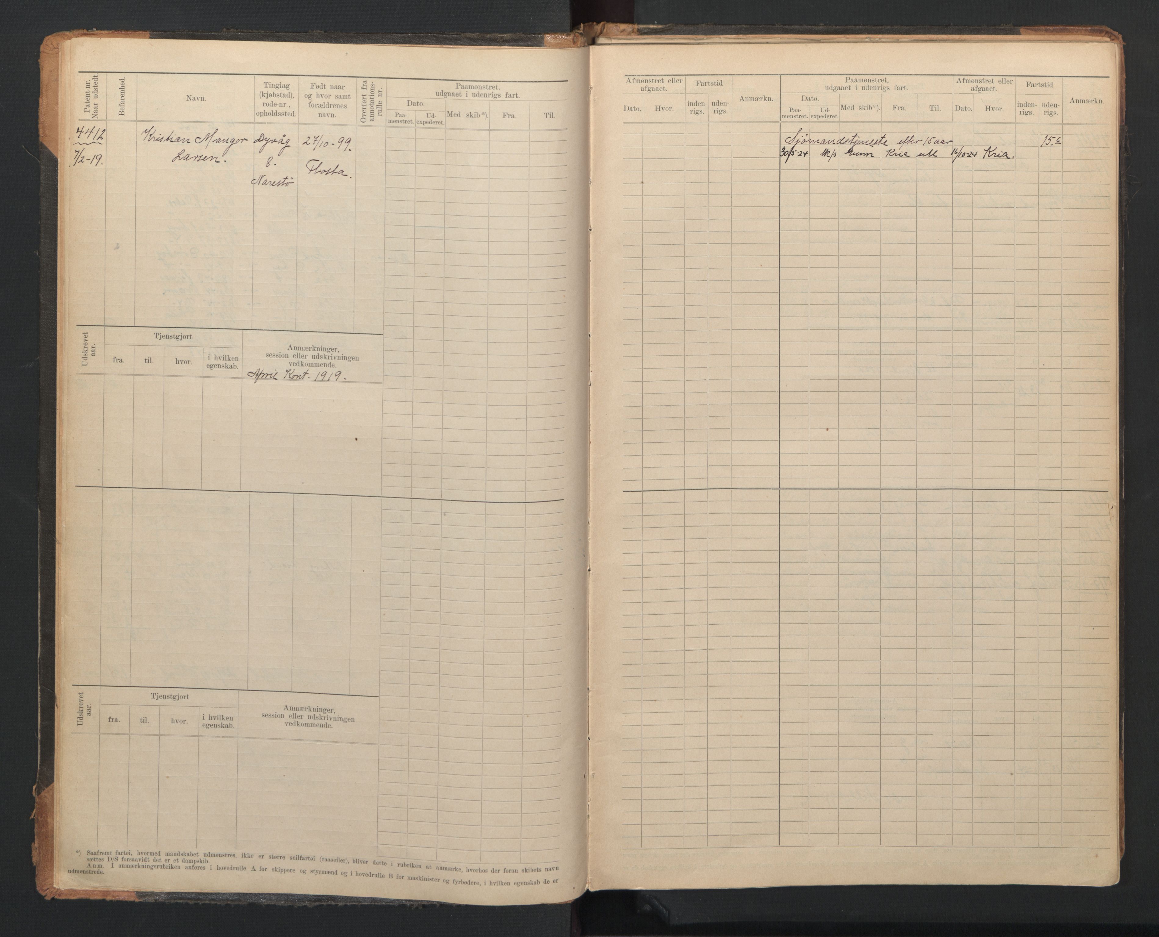 Tvedestrand mønstringskrets, AV/SAK-2031-0011/F/Fb/L0021: Hovedrulle A nr 4410-4797, U-37, 1918-1930, s. 8