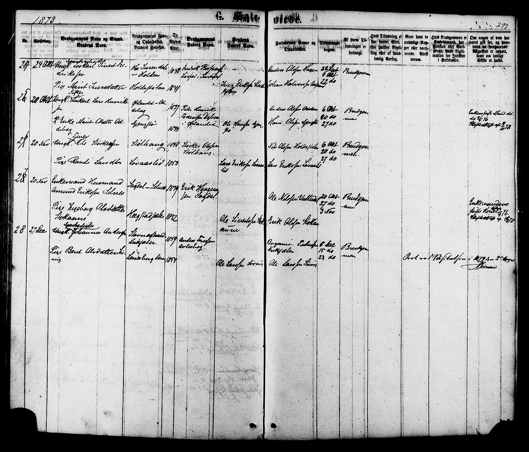 Ministerialprotokoller, klokkerbøker og fødselsregistre - Sør-Trøndelag, SAT/A-1456/630/L0495: Ministerialbok nr. 630A08, 1868-1878, s. 297