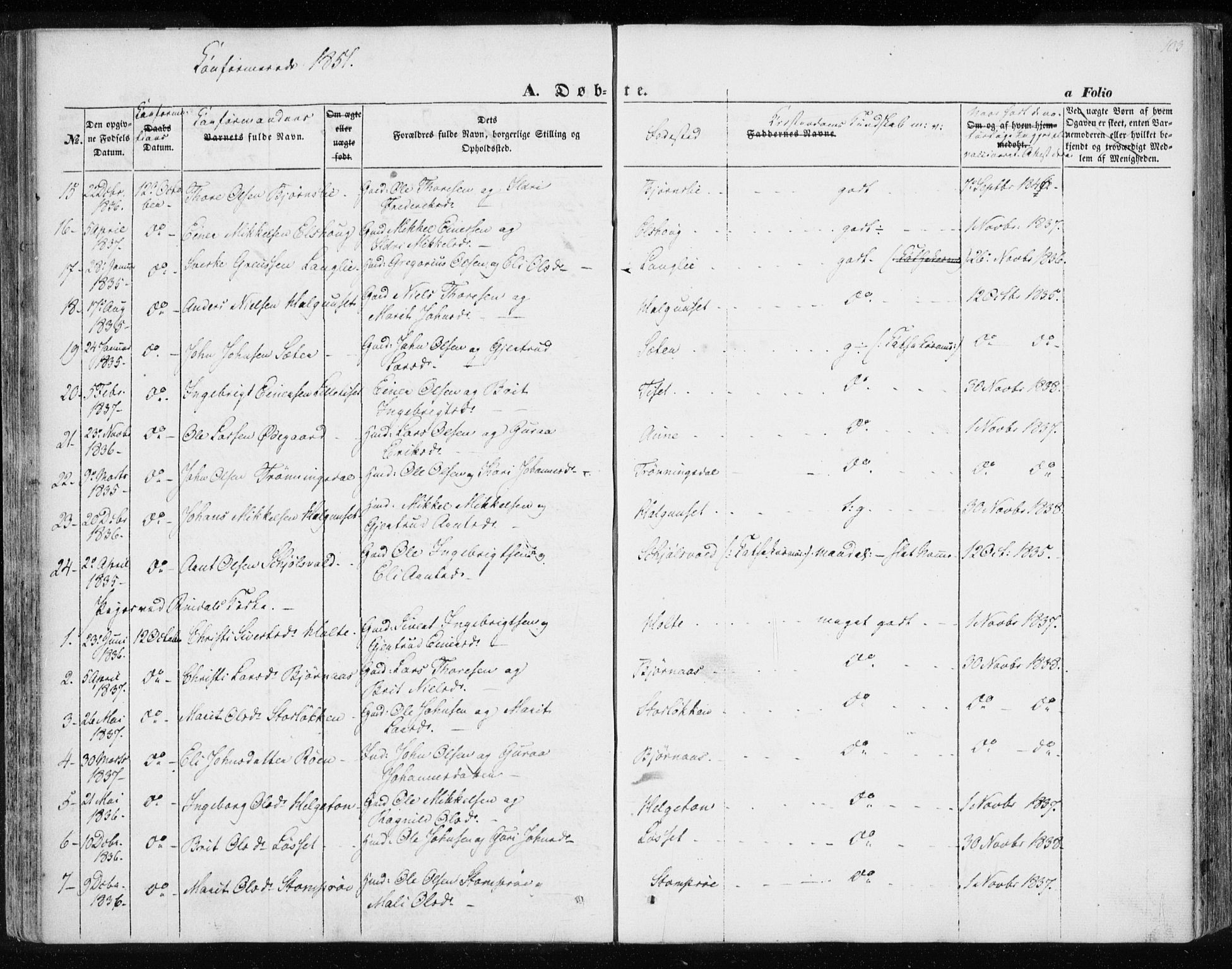 Ministerialprotokoller, klokkerbøker og fødselsregistre - Møre og Romsdal, AV/SAT-A-1454/595/L1043: Ministerialbok nr. 595A05, 1843-1851, s. 103