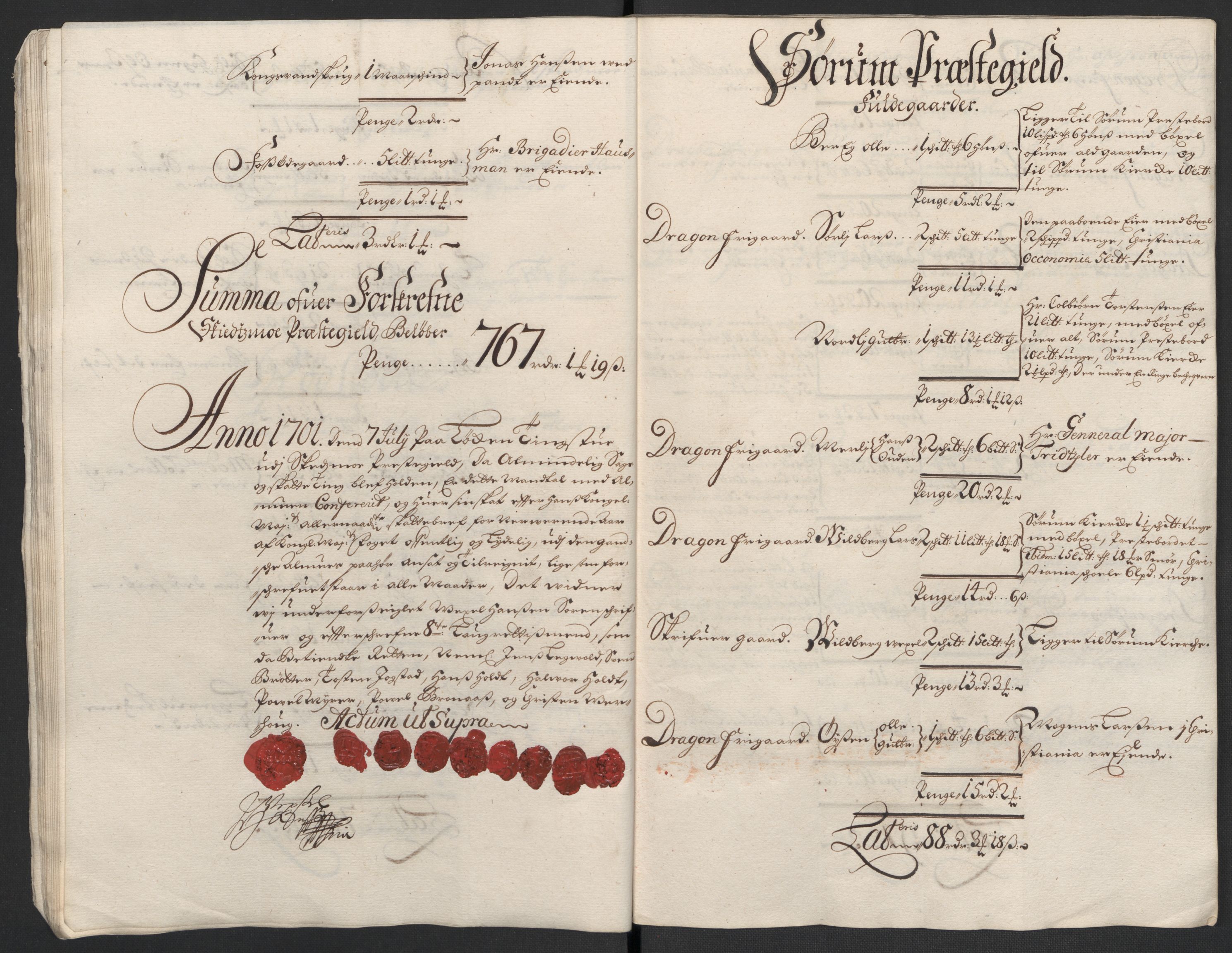 Rentekammeret inntil 1814, Reviderte regnskaper, Fogderegnskap, AV/RA-EA-4092/R11/L0584: Fogderegnskap Nedre Romerike, 1701, s. 85