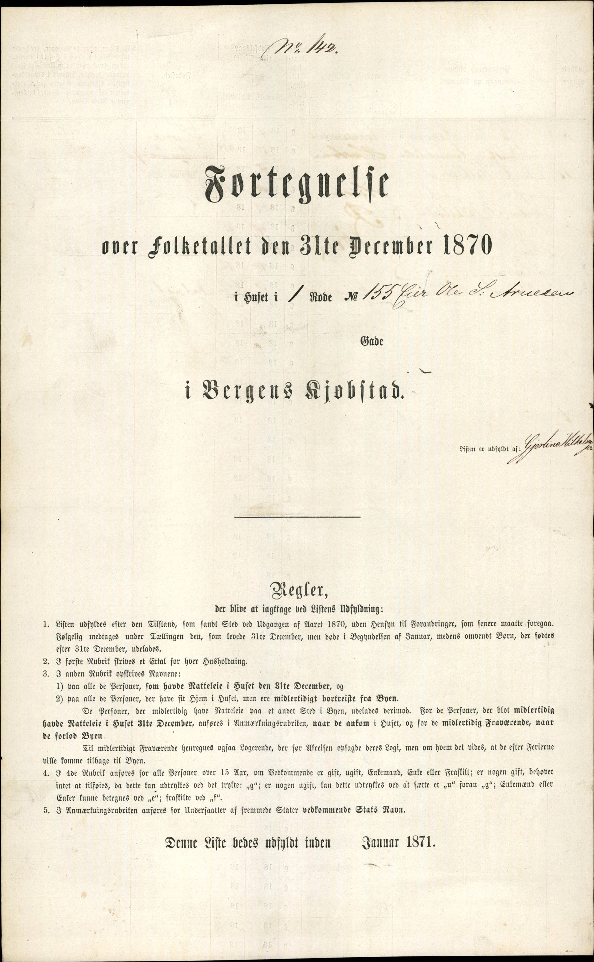 RA, Folketelling 1870 for 1301 Bergen kjøpstad, 1870