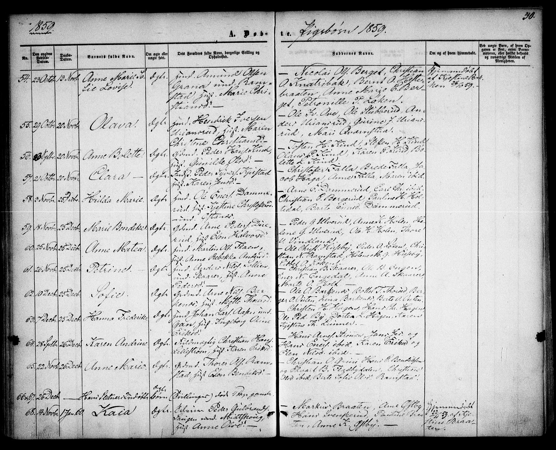 Fet prestekontor Kirkebøker, AV/SAO-A-10370a/F/Fa/L0011: Ministerialbok nr. I 11, 1857-1866, s. 30