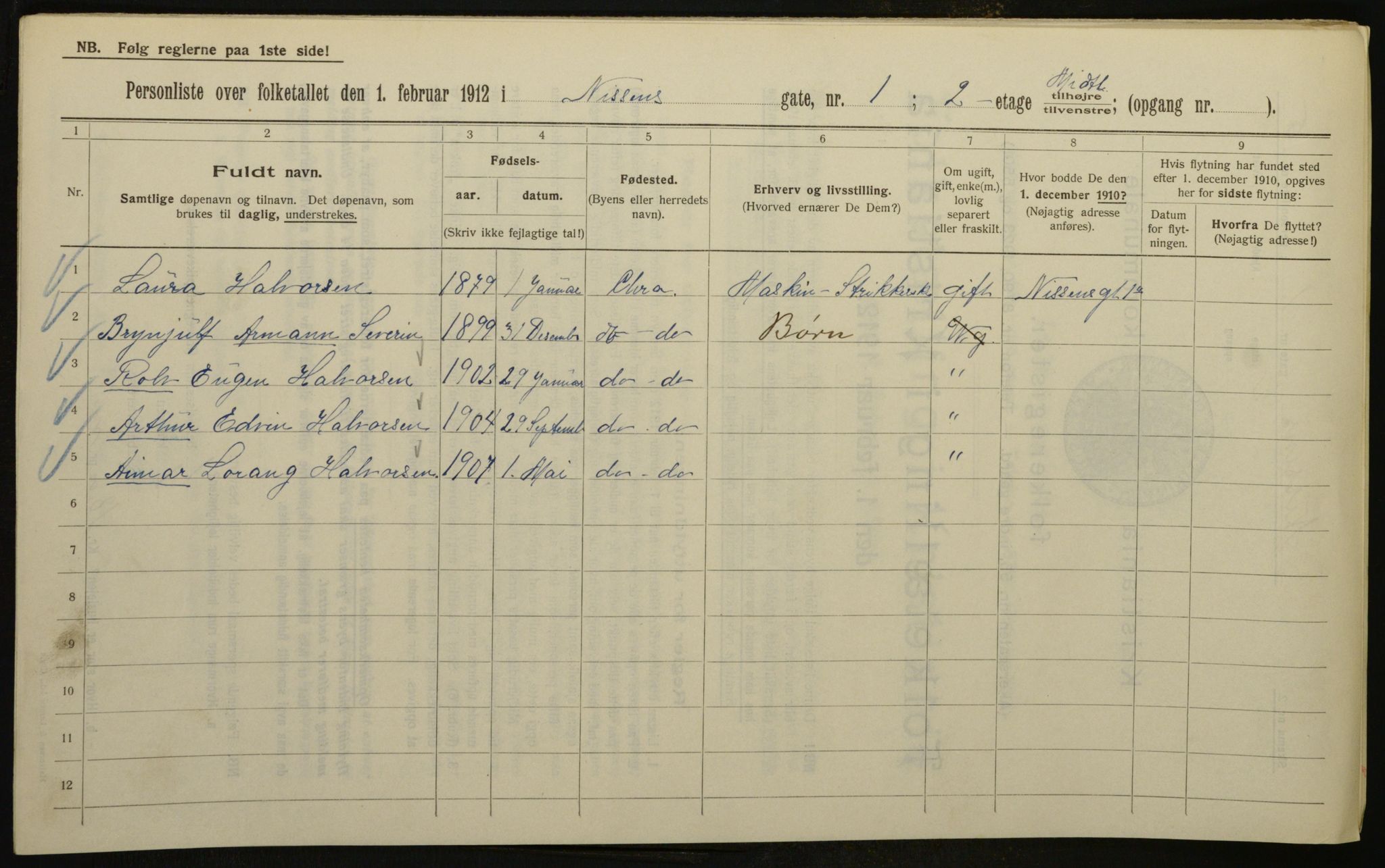 OBA, Kommunal folketelling 1.2.1912 for Kristiania, 1912, s. 71713