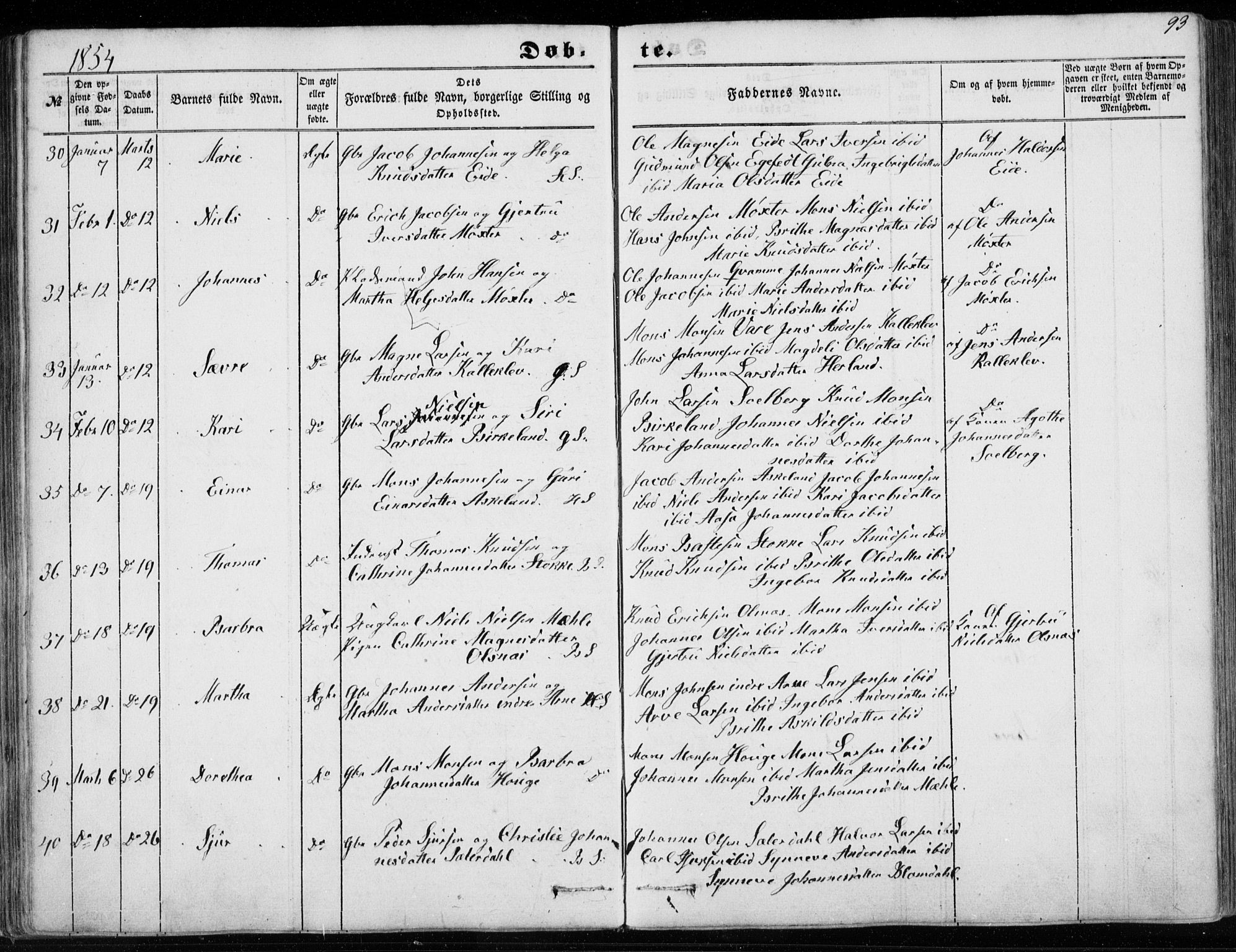 Haus sokneprestembete, AV/SAB-A-75601/H/Haa: Ministerialbok nr. A 16 I, 1848-1857, s. 93