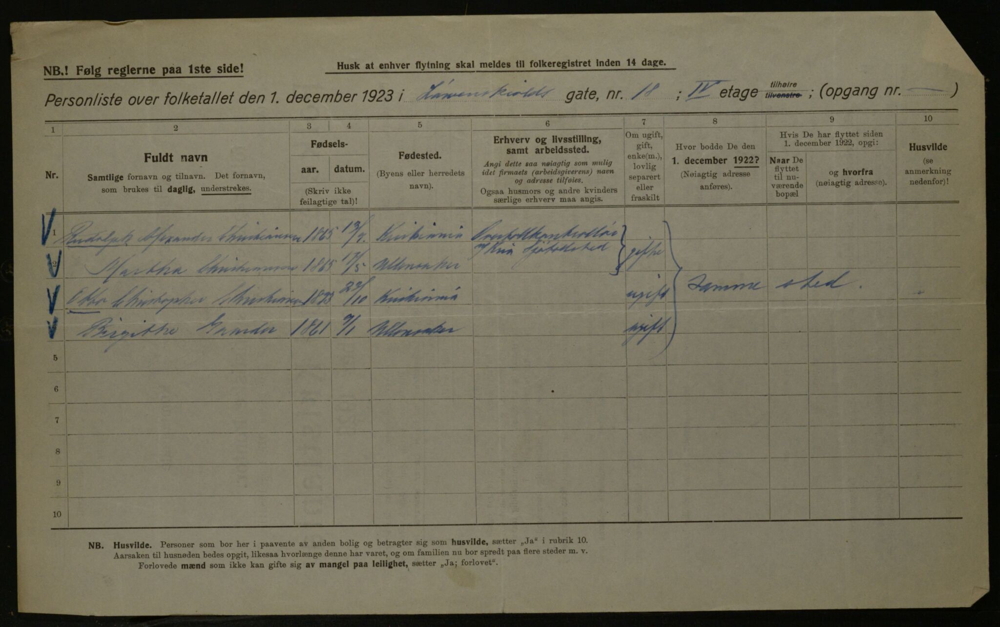 OBA, Kommunal folketelling 1.12.1923 for Kristiania, 1923, s. 65640