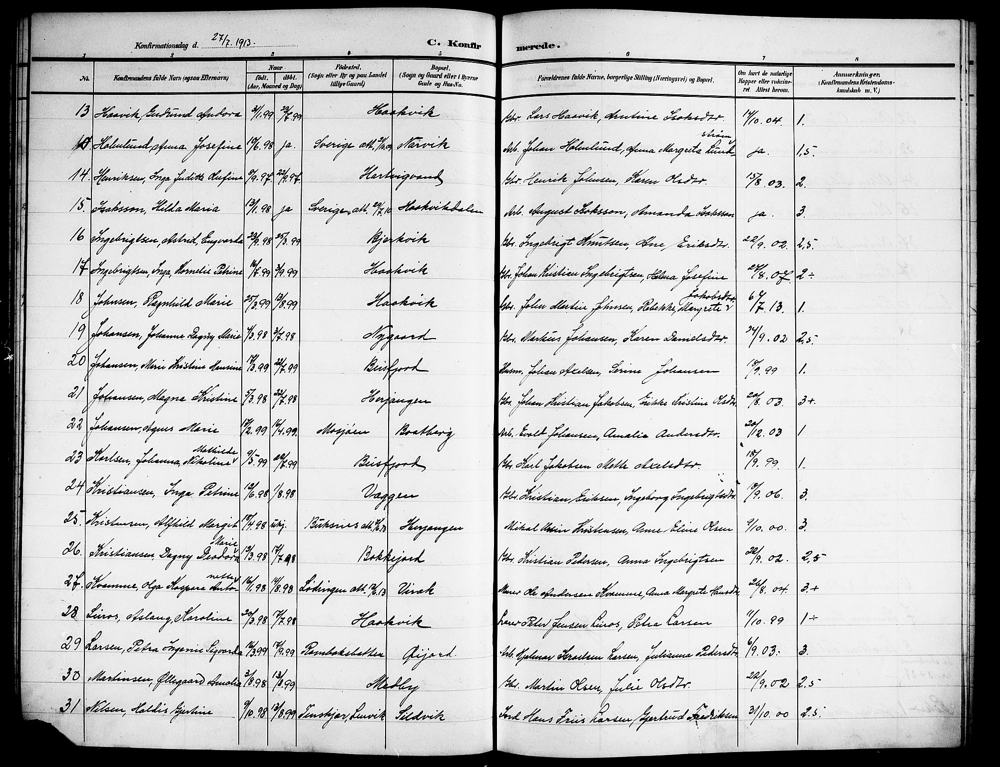 Ministerialprotokoller, klokkerbøker og fødselsregistre - Nordland, AV/SAT-A-1459/866/L0955: Klokkerbok nr. 866C04, 1905-1914
