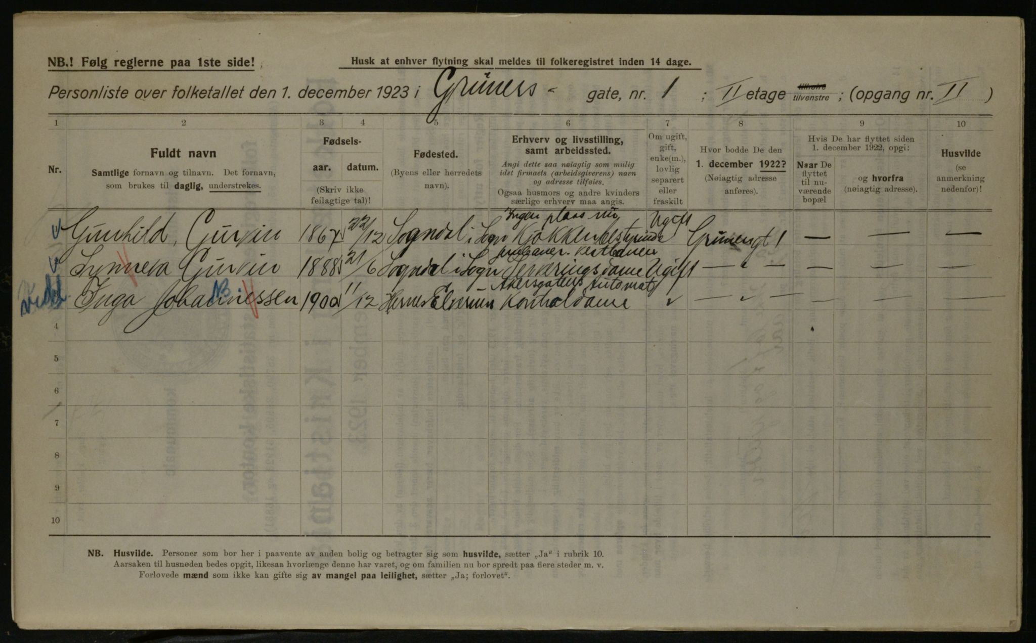 OBA, Kommunal folketelling 1.12.1923 for Kristiania, 1923, s. 34499