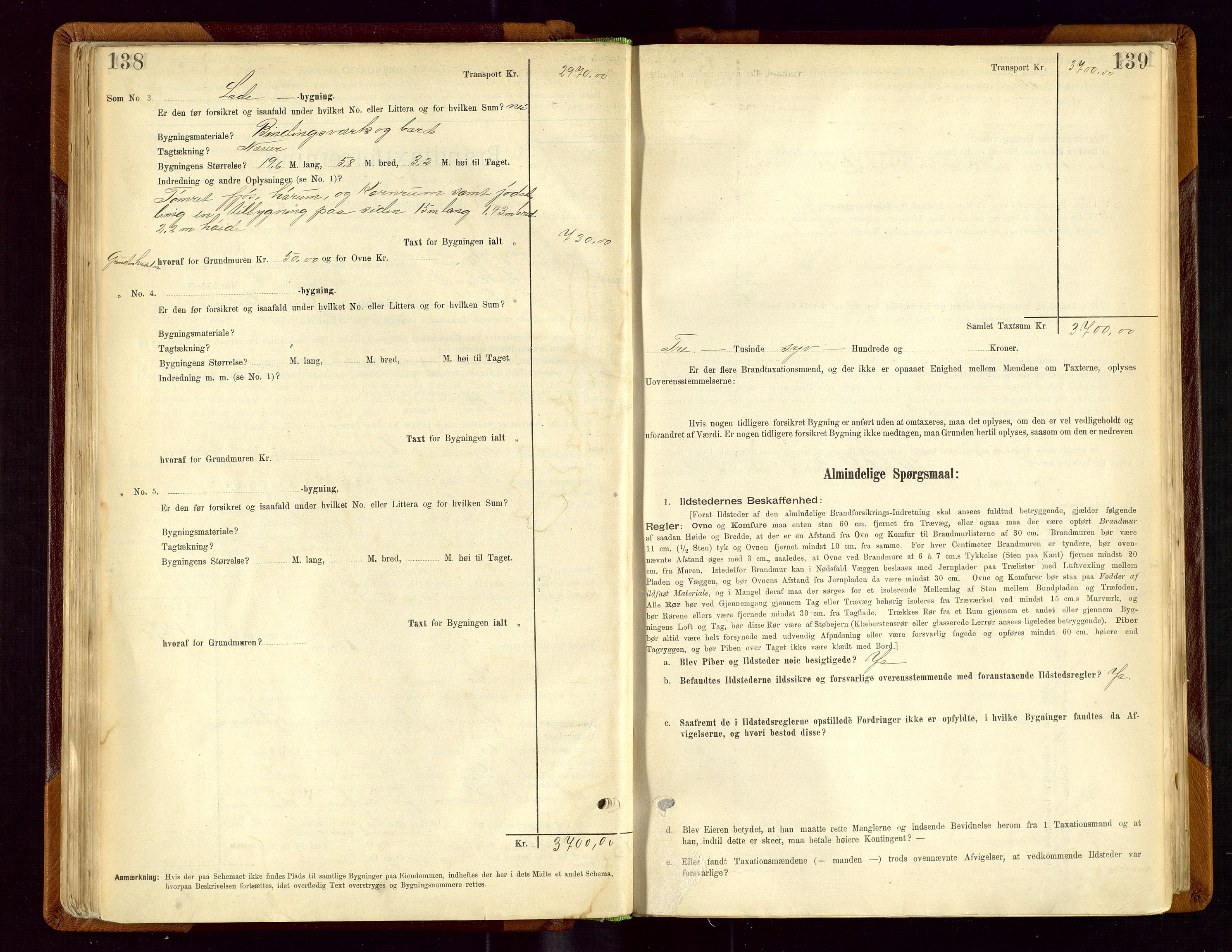 Sauda lensmannskontor, SAST/A-100177/Gob/L0001: Branntakstprotokoll - skjematakst, 1894-1914, s. 138-139