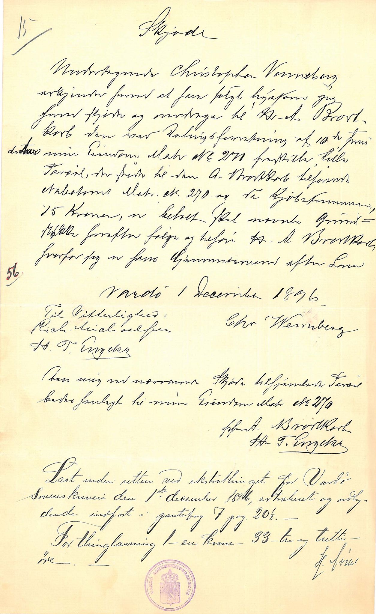 Brodtkorb handel A/S, VAMU/A-0001/Q/Qb/L0001: Skjøter og grunnbrev i Vardø by, 1822-1943, s. 335