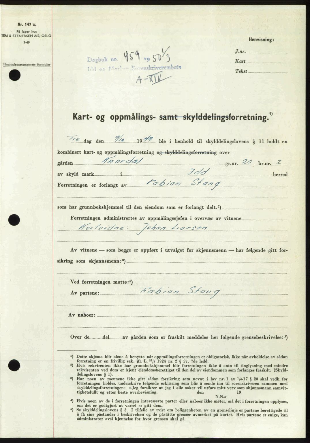 Idd og Marker sorenskriveri, AV/SAO-A-10283/G/Gb/Gbb/L0014: Pantebok nr. A14, 1950-1950, Dagboknr: 459/1950