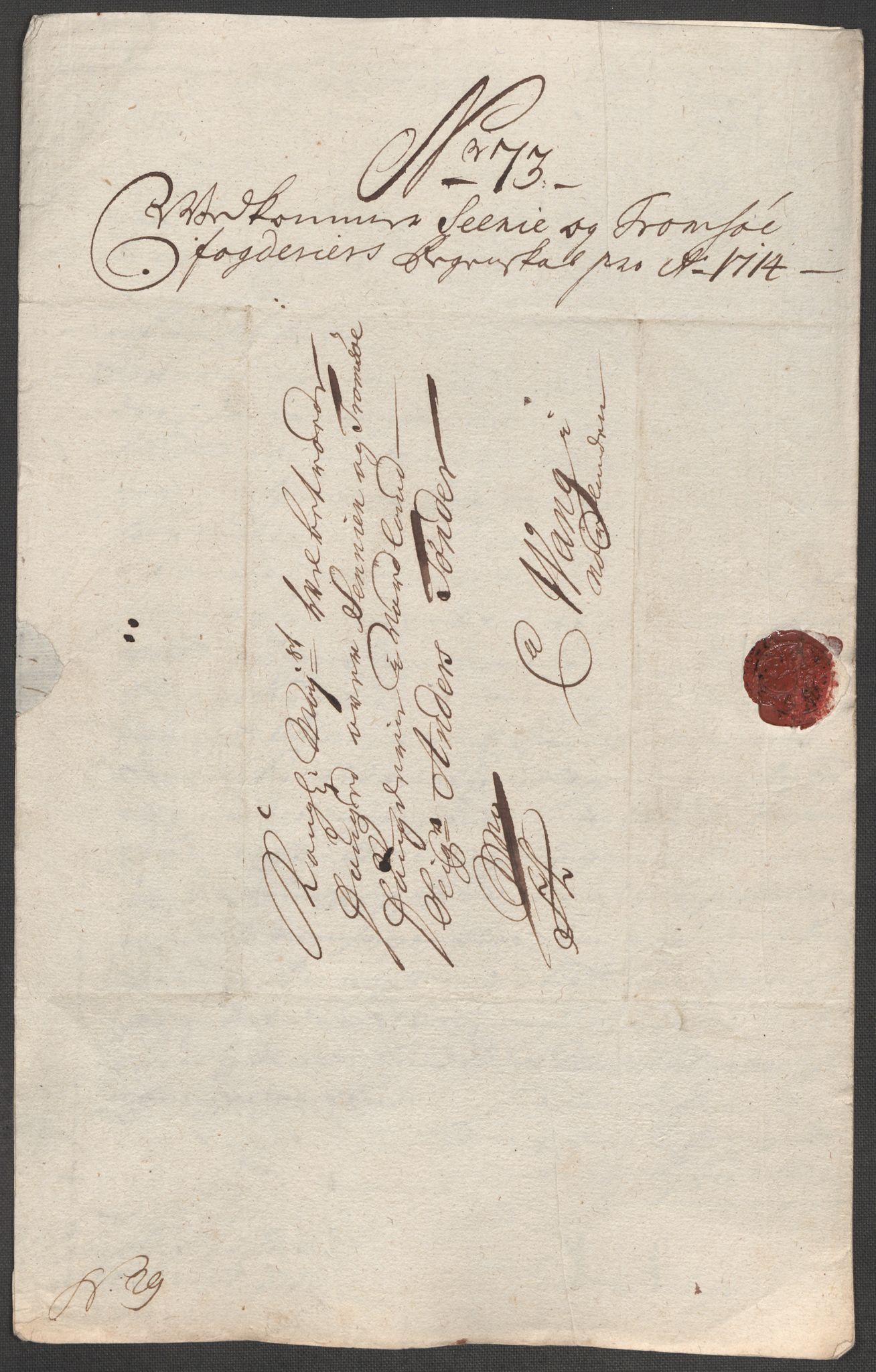 Rentekammeret inntil 1814, Reviderte regnskaper, Fogderegnskap, AV/RA-EA-4092/R68/L4760: Fogderegnskap Senja og Troms, 1714, s. 335